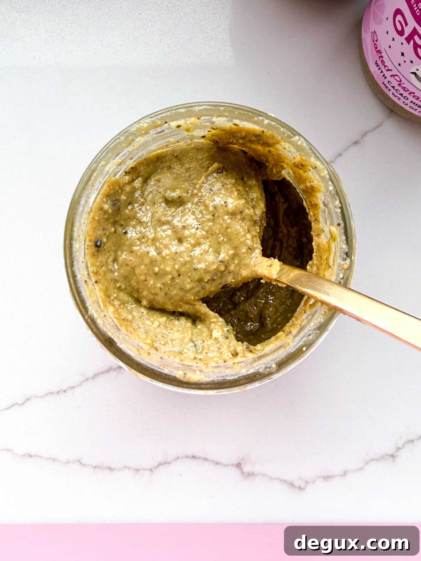 Salted Pistachio Cookie Butter Is Back — Limited Batch Release 5 ground up pistachio cookie butter