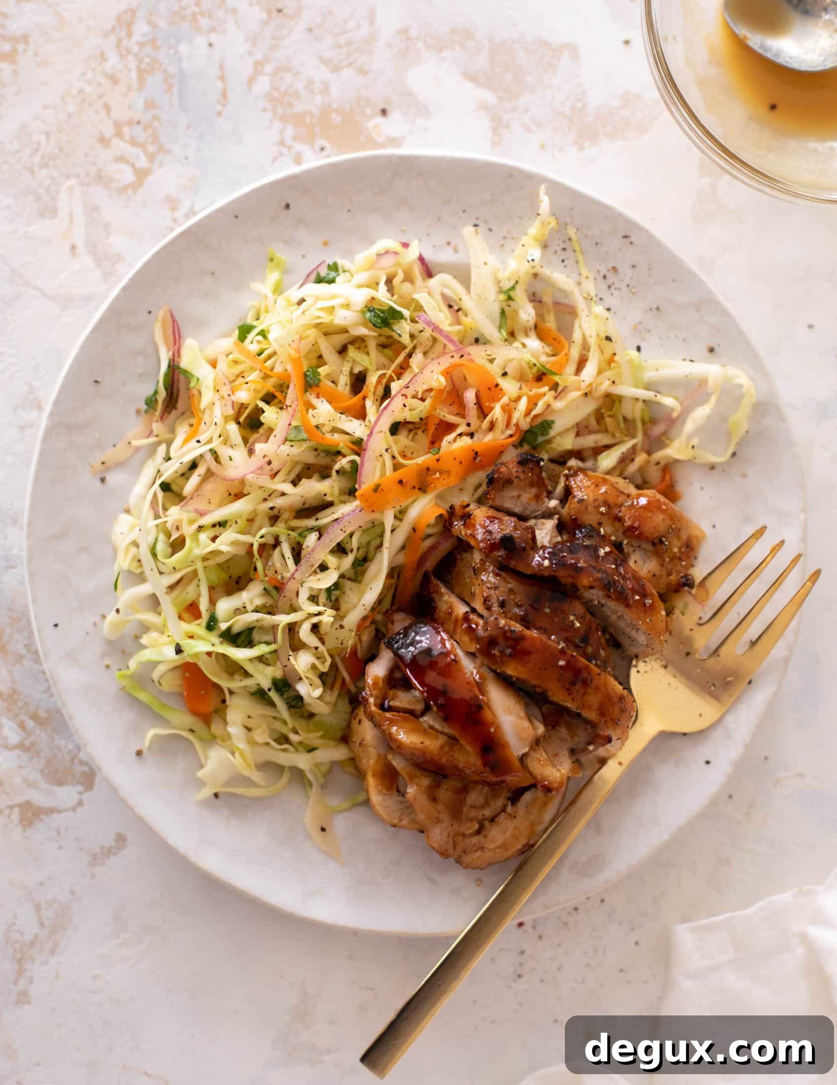 Sticky Honey-Mustard Chicken Thighs with Crunchy Slaw Recipe 2 honey mustard chicken thighs with slaw