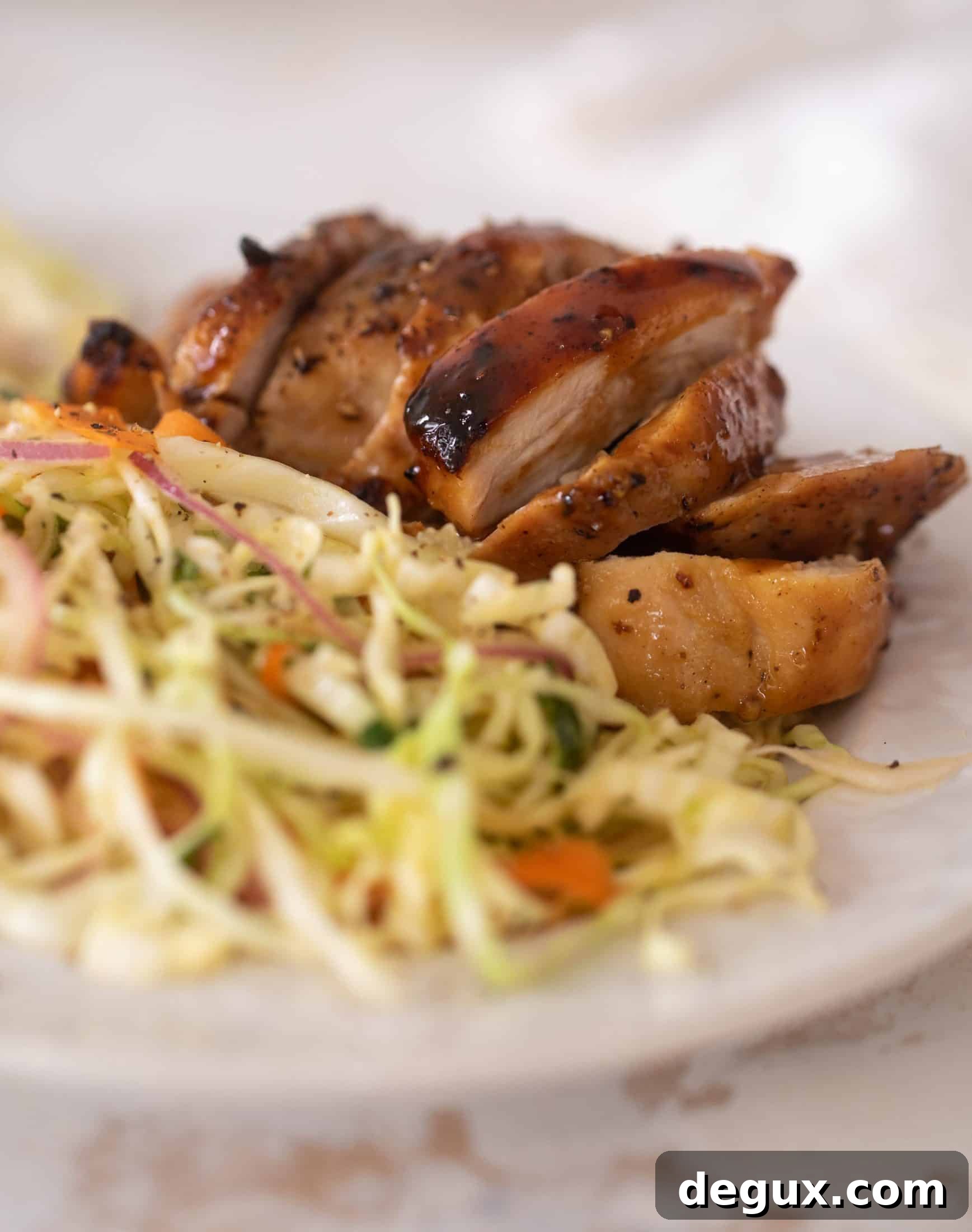 Sticky Honey-Mustard Chicken Thighs with Crunchy Slaw Recipe 9 honey mustard chicken thighs with slaw