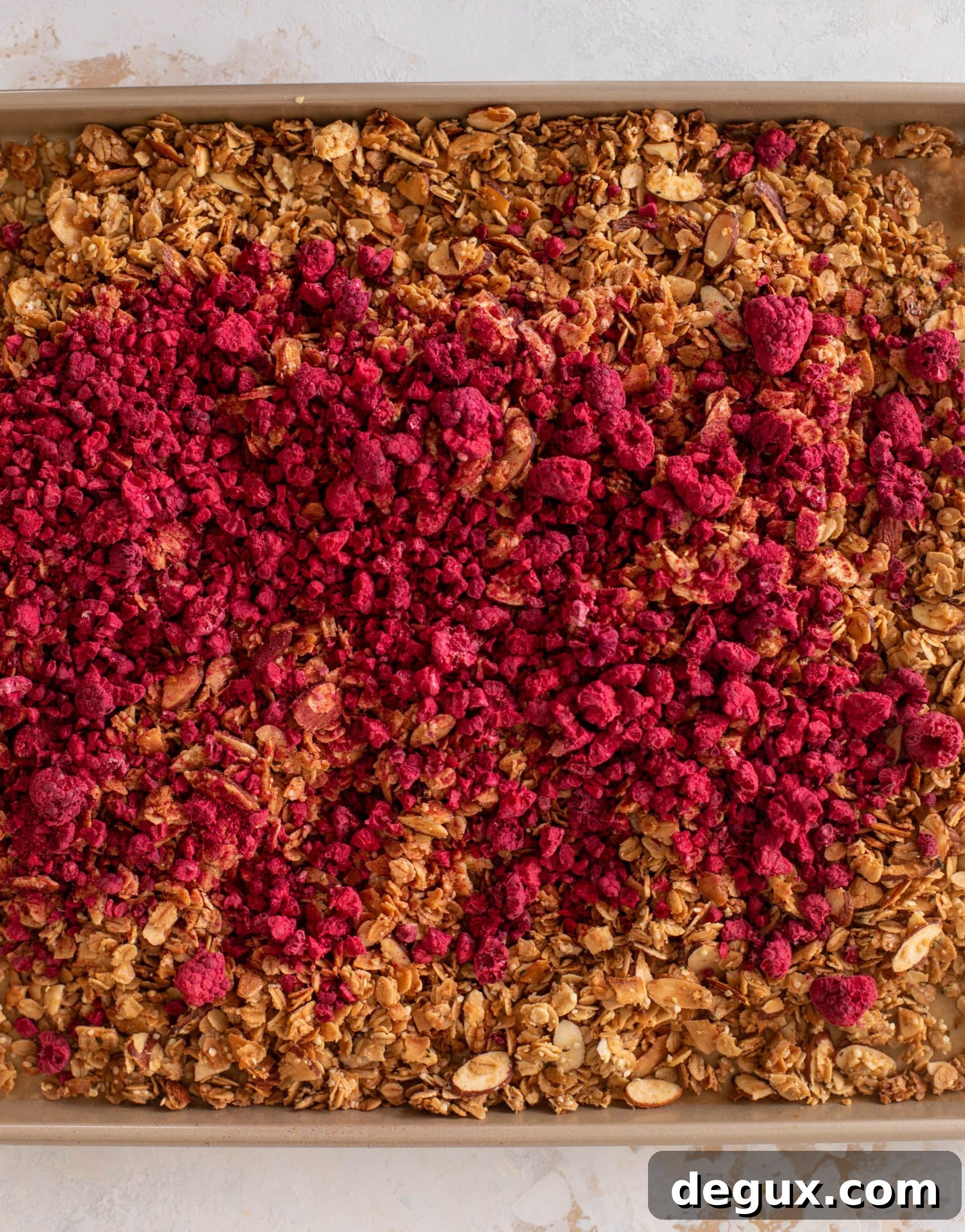 white chocolate raspberry granola