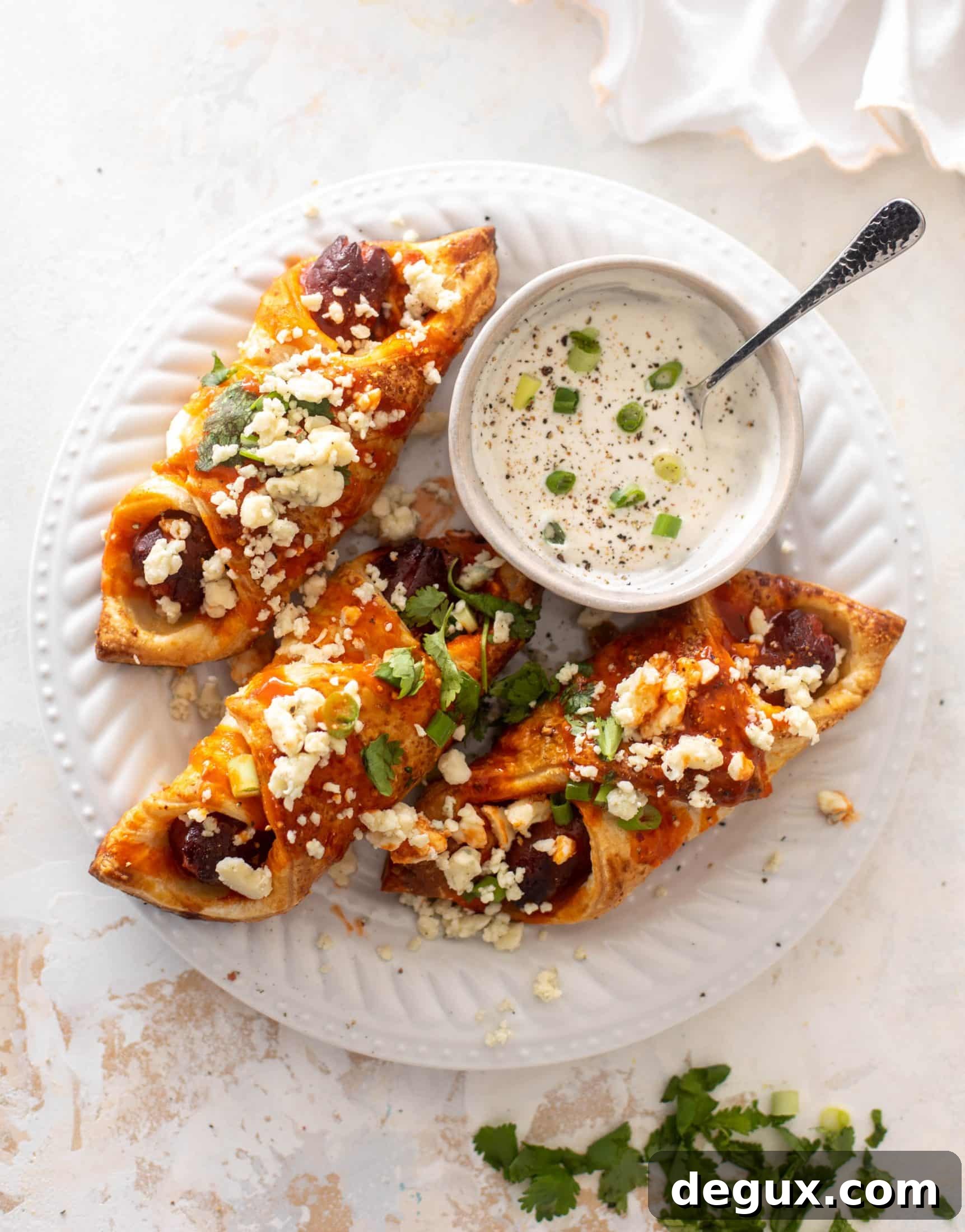 buffalo wing puff pastry hot dogs