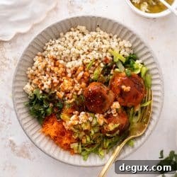 Buffalo Chicken Meatball Bowls with Ranch Slaw and Cauliflower Rice 10 img 103405 9