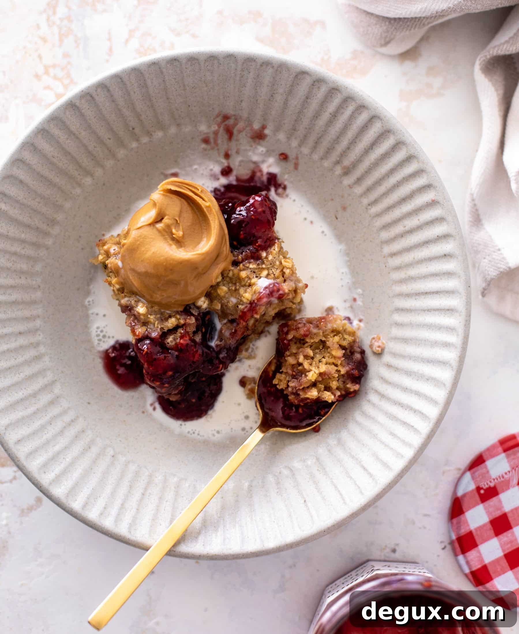 peanut butter and jelly baked oatmeal