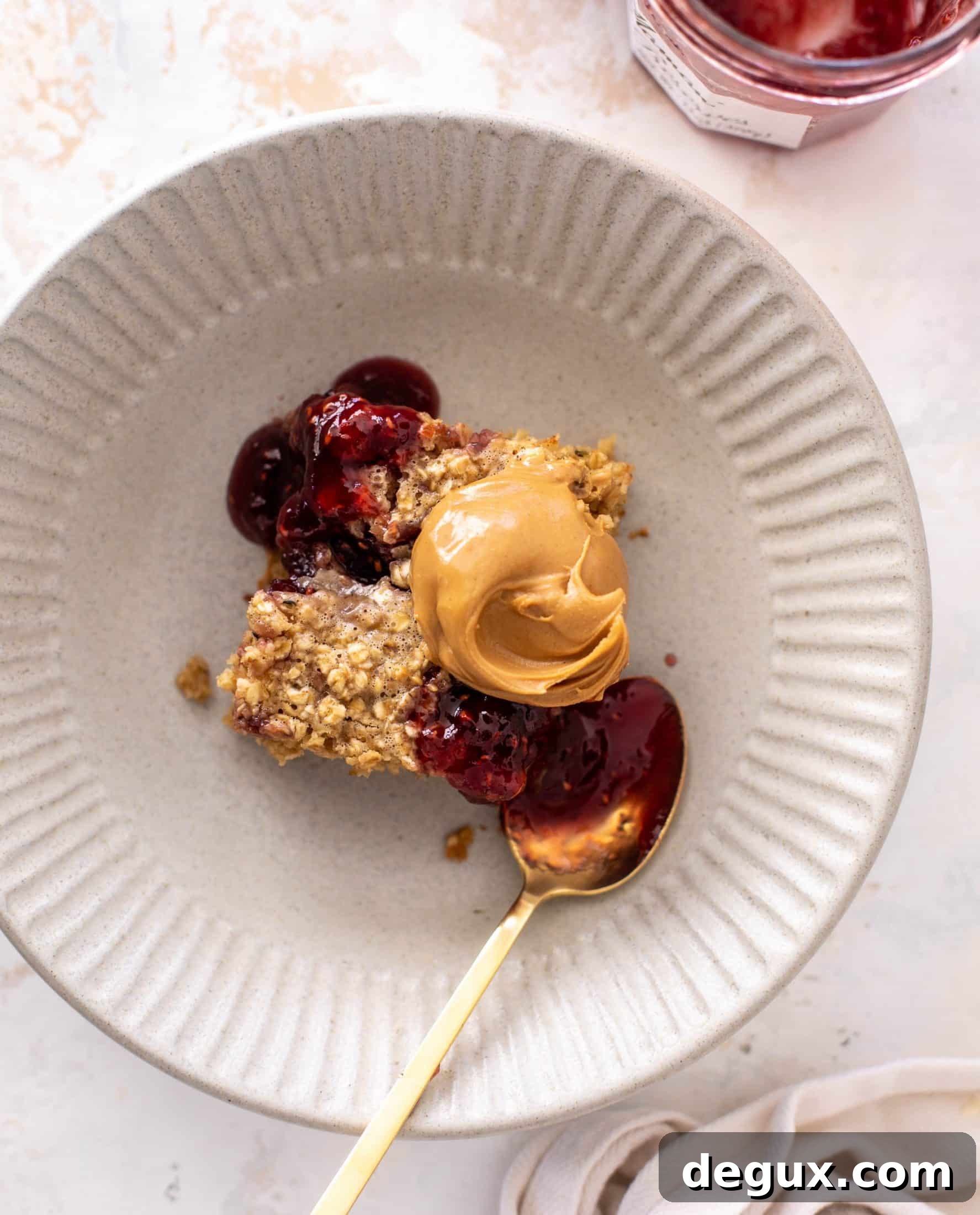 peanut butter and jelly baked oatmeal