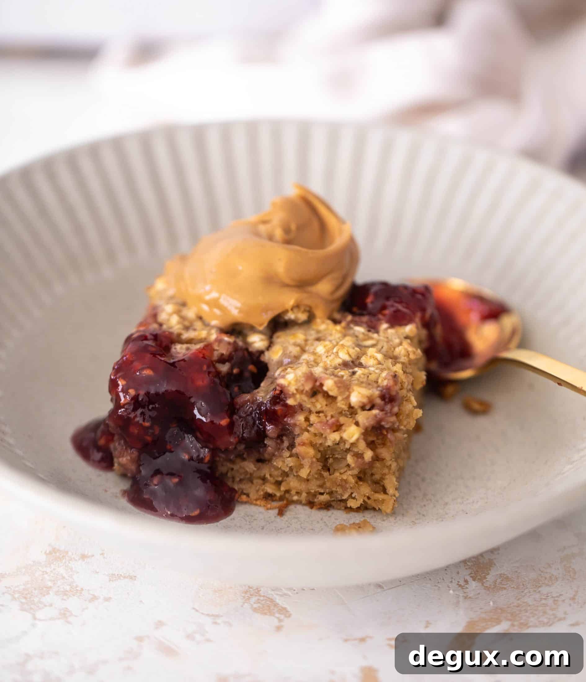 peanut butter and jelly baked oatmeal