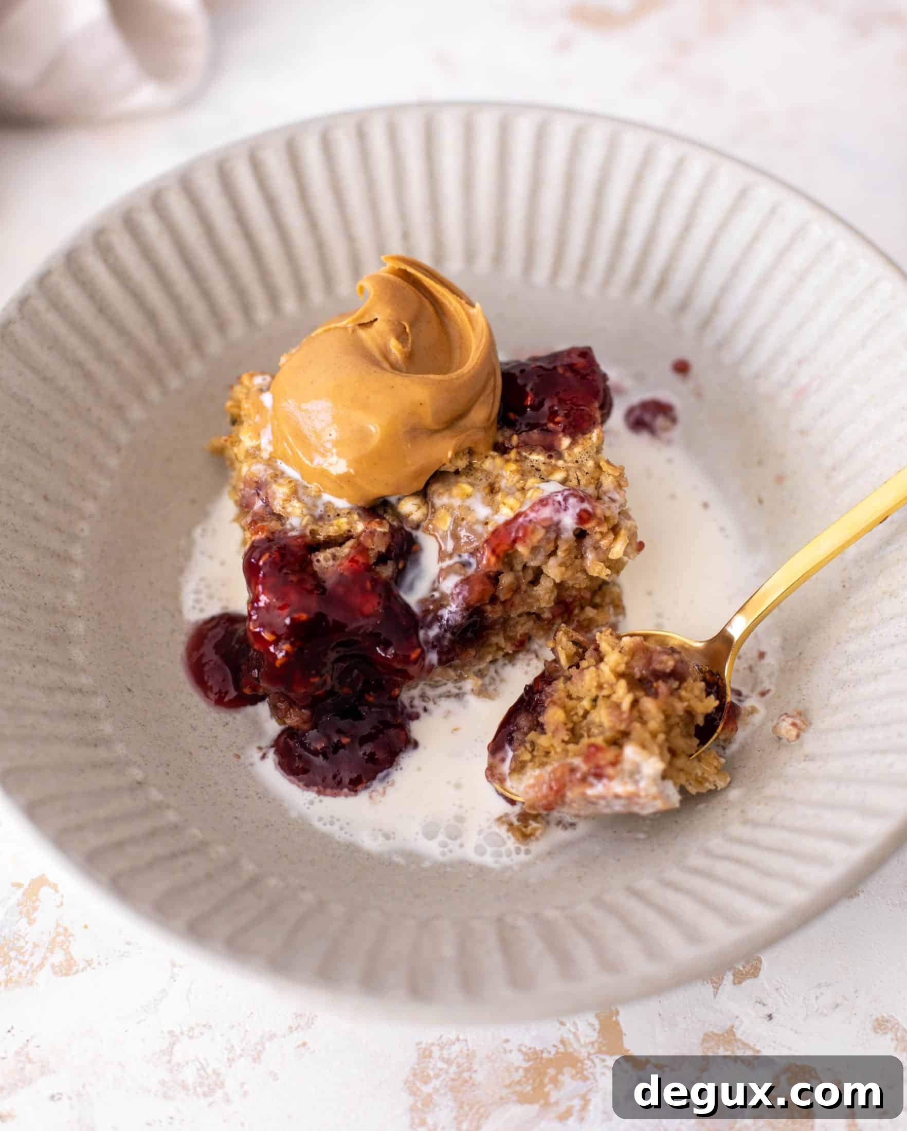 peanut butter and jelly baked oatmeal