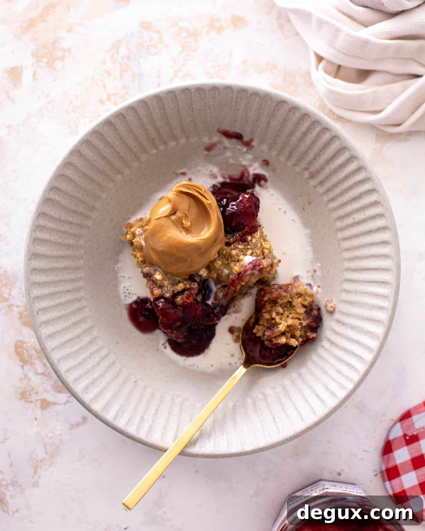 peanut butter and jelly baked oatmeal