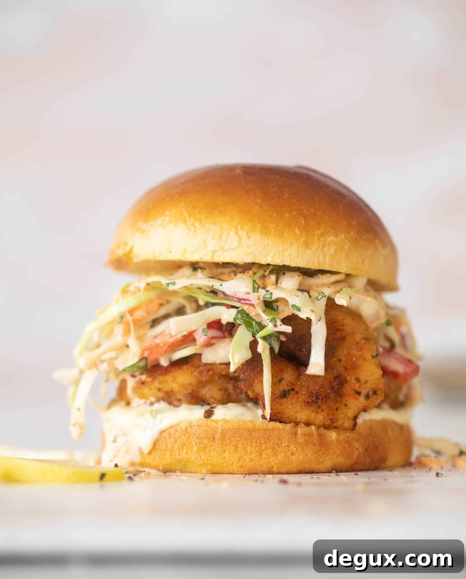 Crispy Shrimp Sandwich with Tangy Lime Slaw 13 crispy shrimp sandwiches with lime slaw
