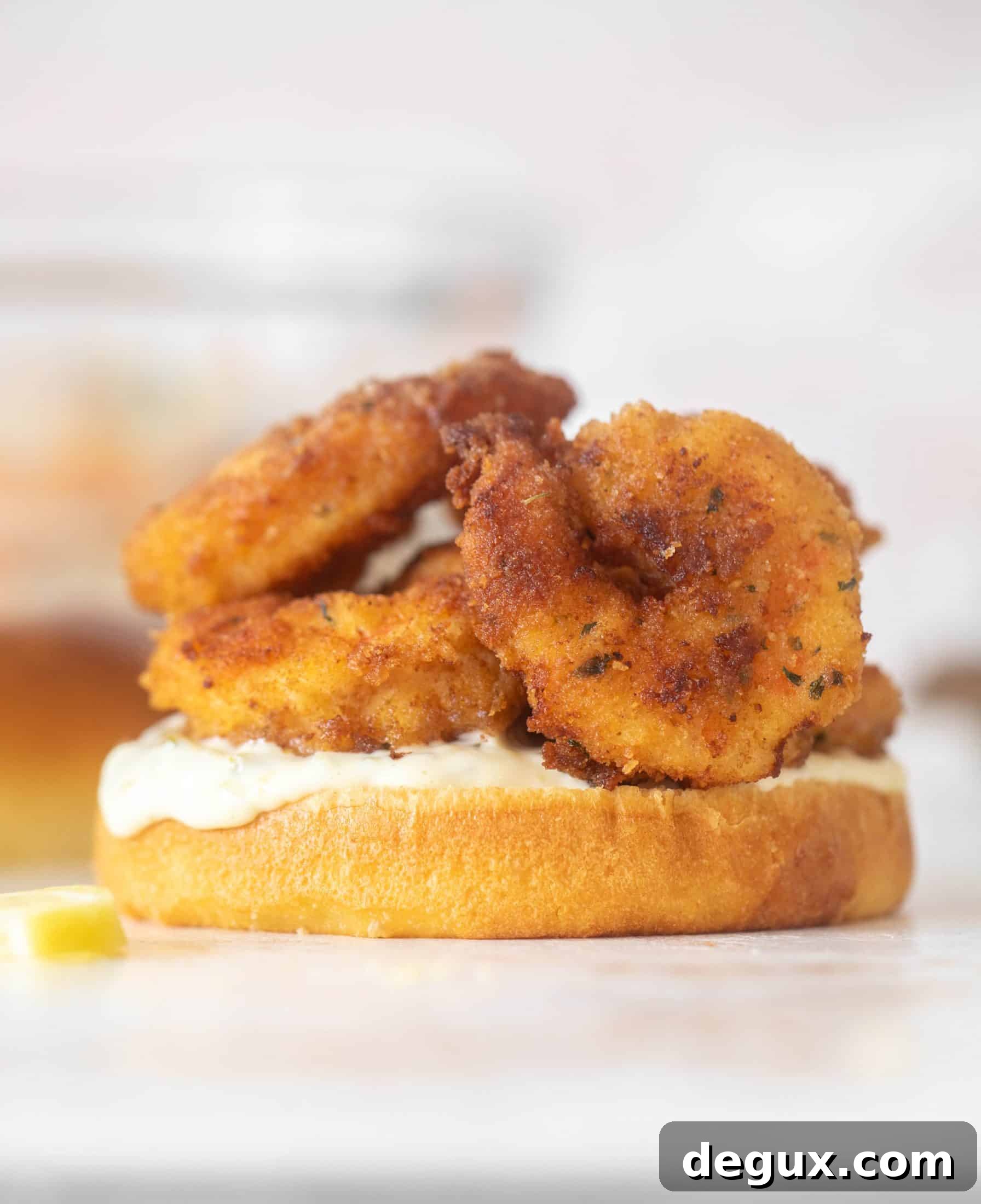 Crispy Shrimp Sandwich with Tangy Lime Slaw 9 crispy shrimp sandwiches with lime slaw
