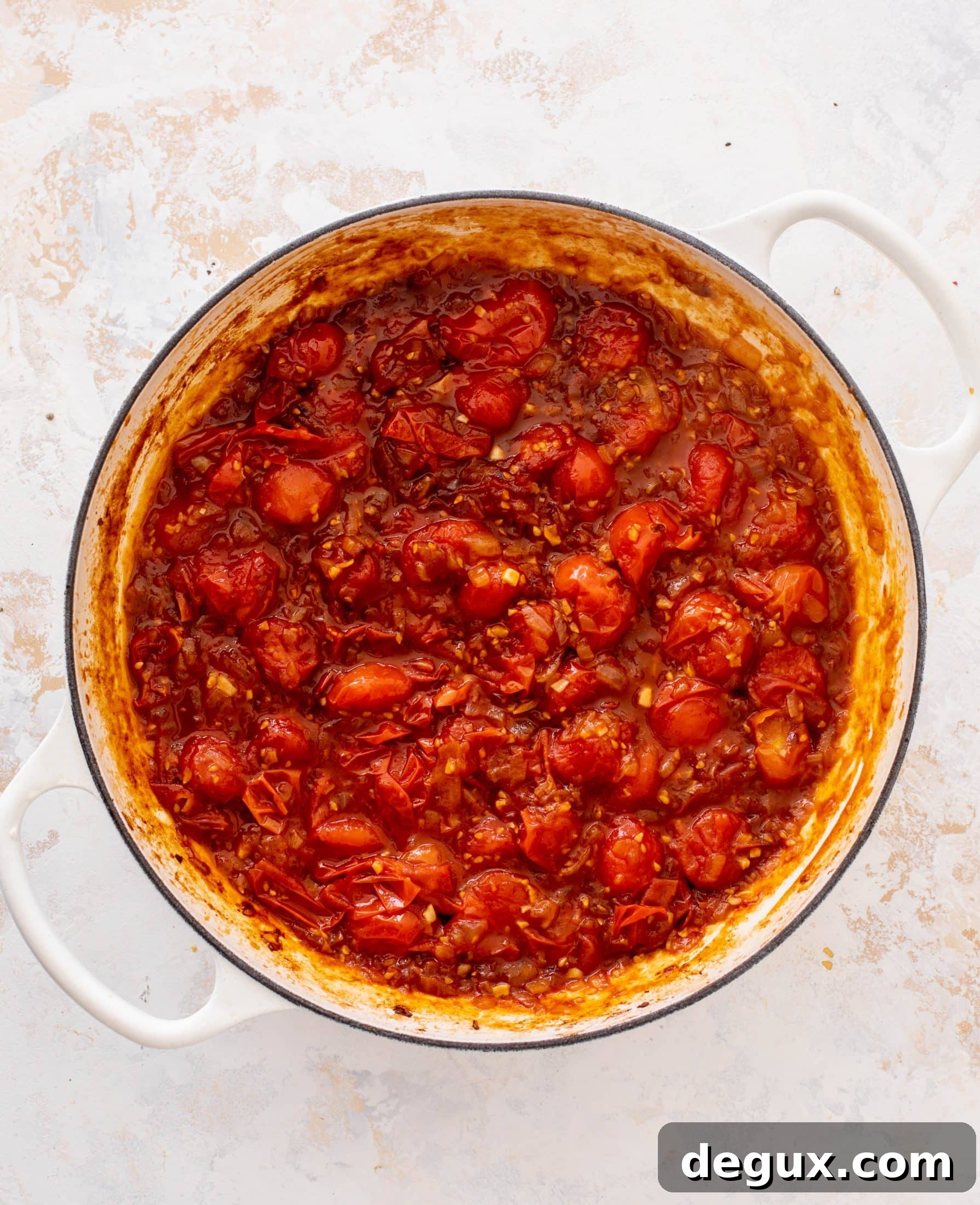 Bucatini in Winter Tomato Sauce with Roasted Garlic & Herbs 4 winter burst tomato sauce