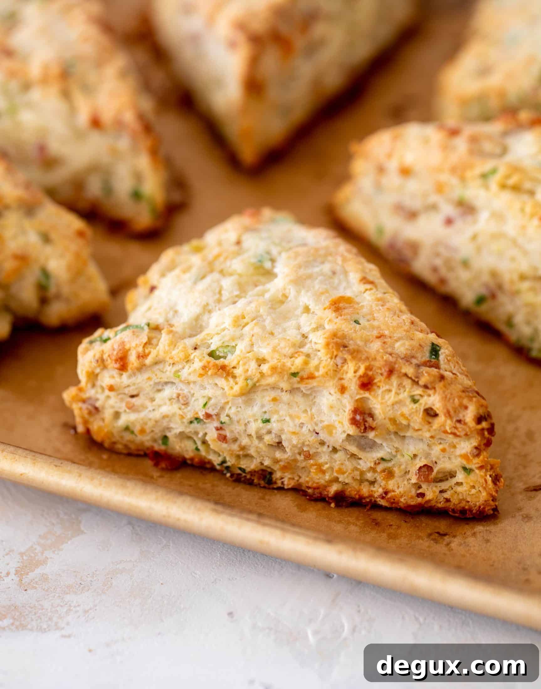 Cheddar, Scallion & Bacon Scones — Savory Breakfast Pastry 6 cheddar scallion bacon scones