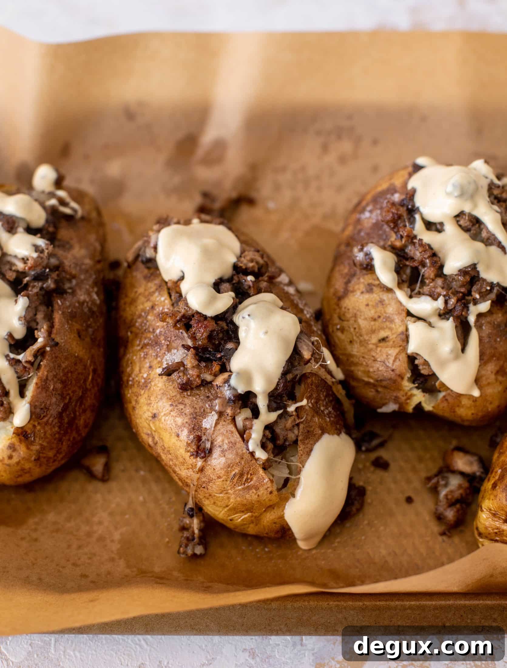 mushroom swiss cheeseburger stuffed potatoes