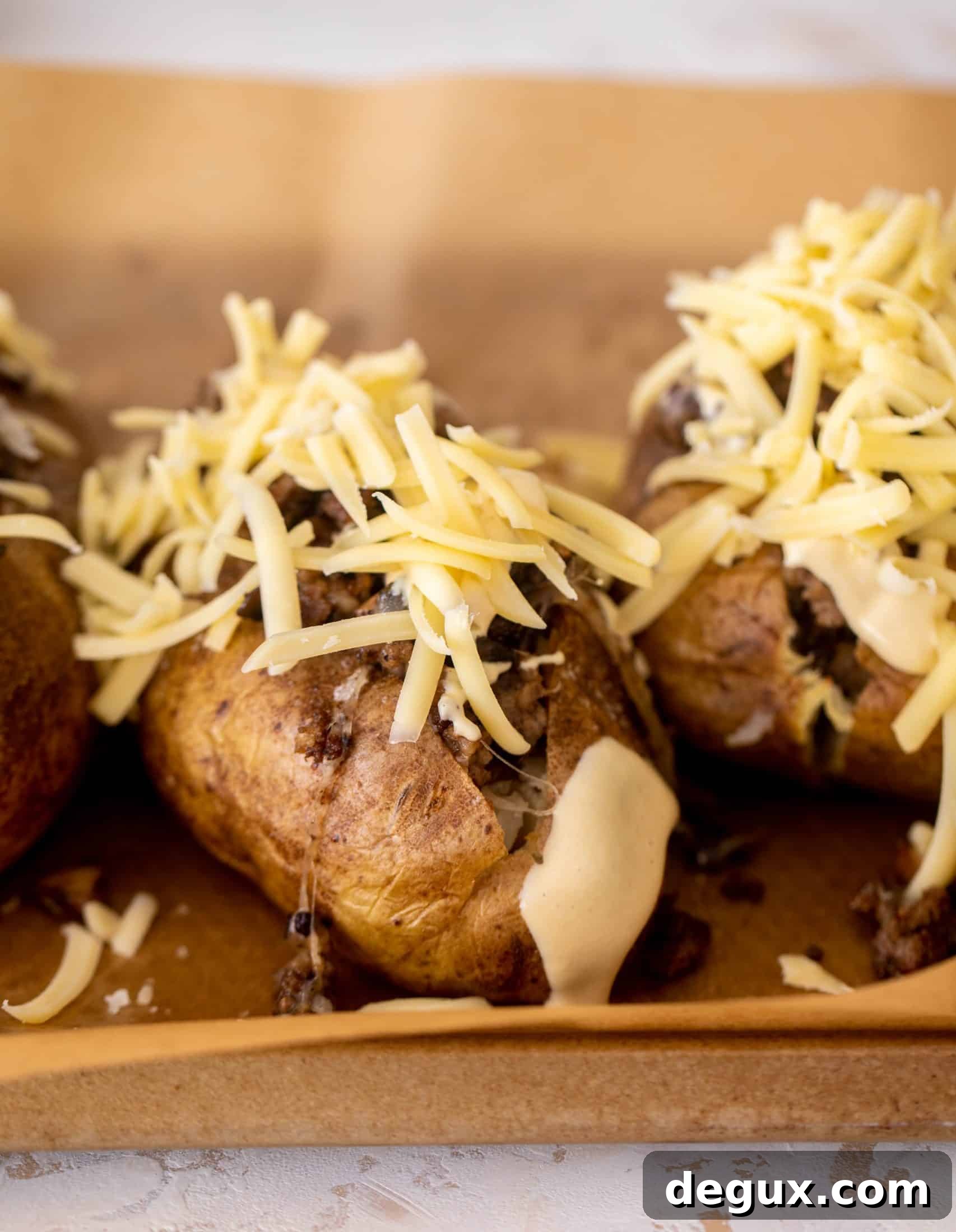 mushroom swiss cheeseburger stuffed potatoes