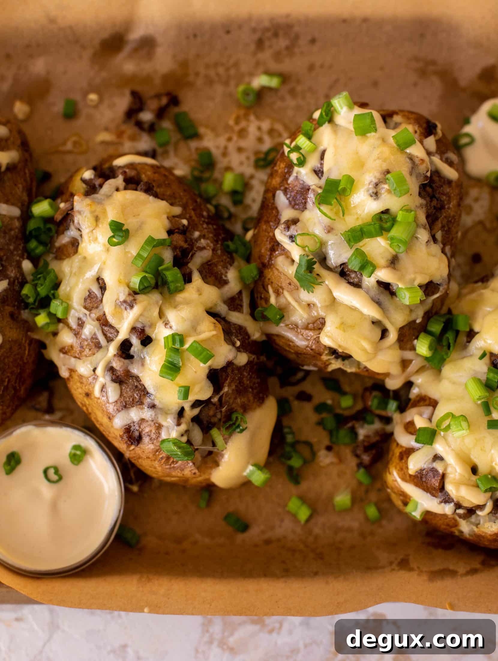mushroom swiss cheeseburger stuffed potatoes
