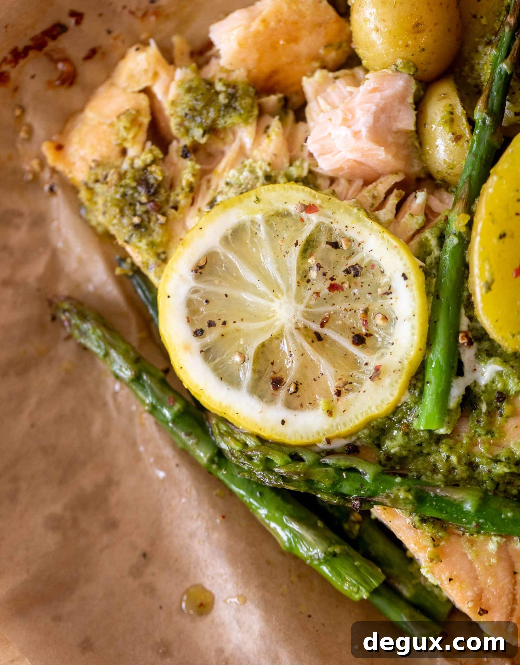 salmon and potato parchment packets