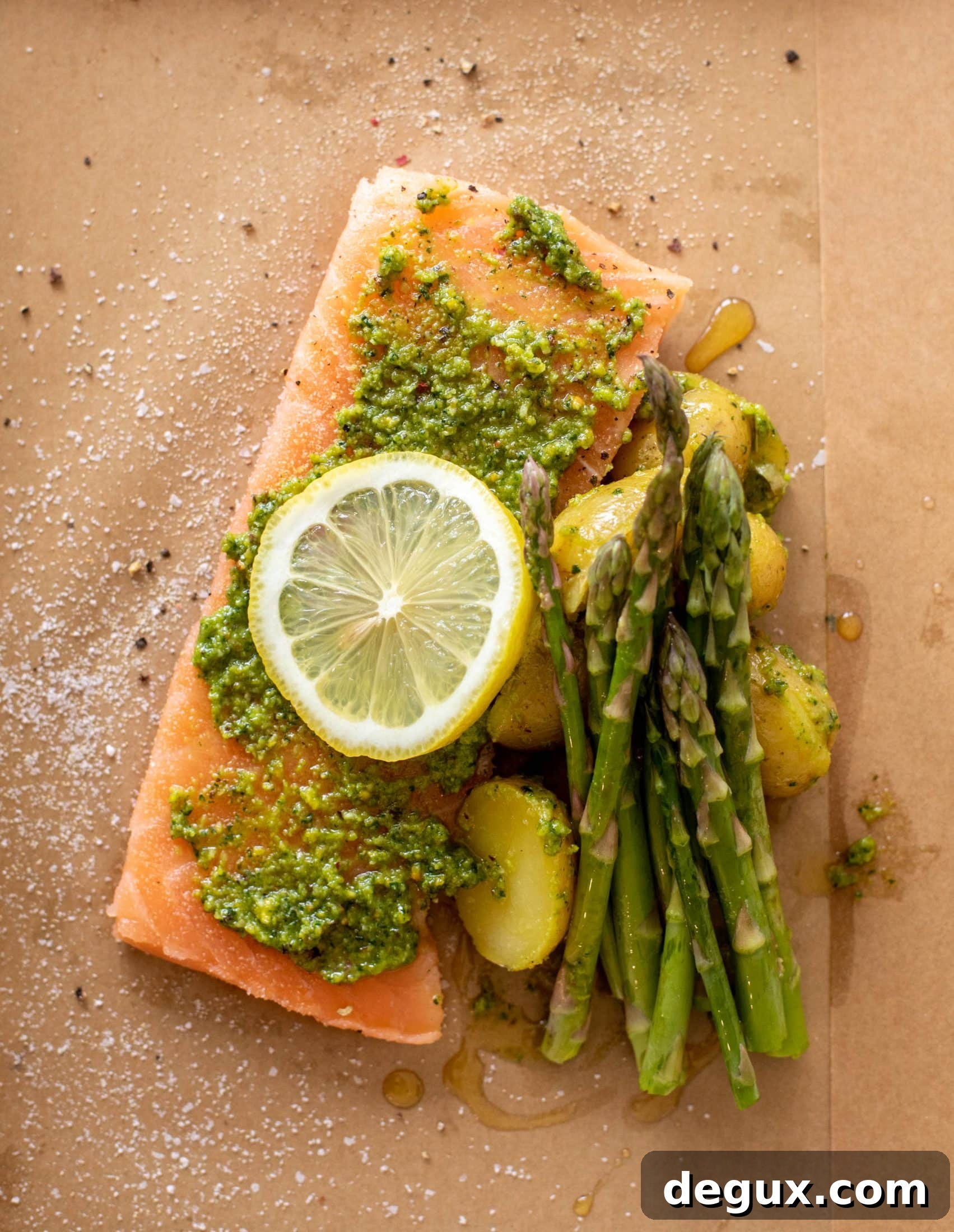 salmon and potato parchment packets