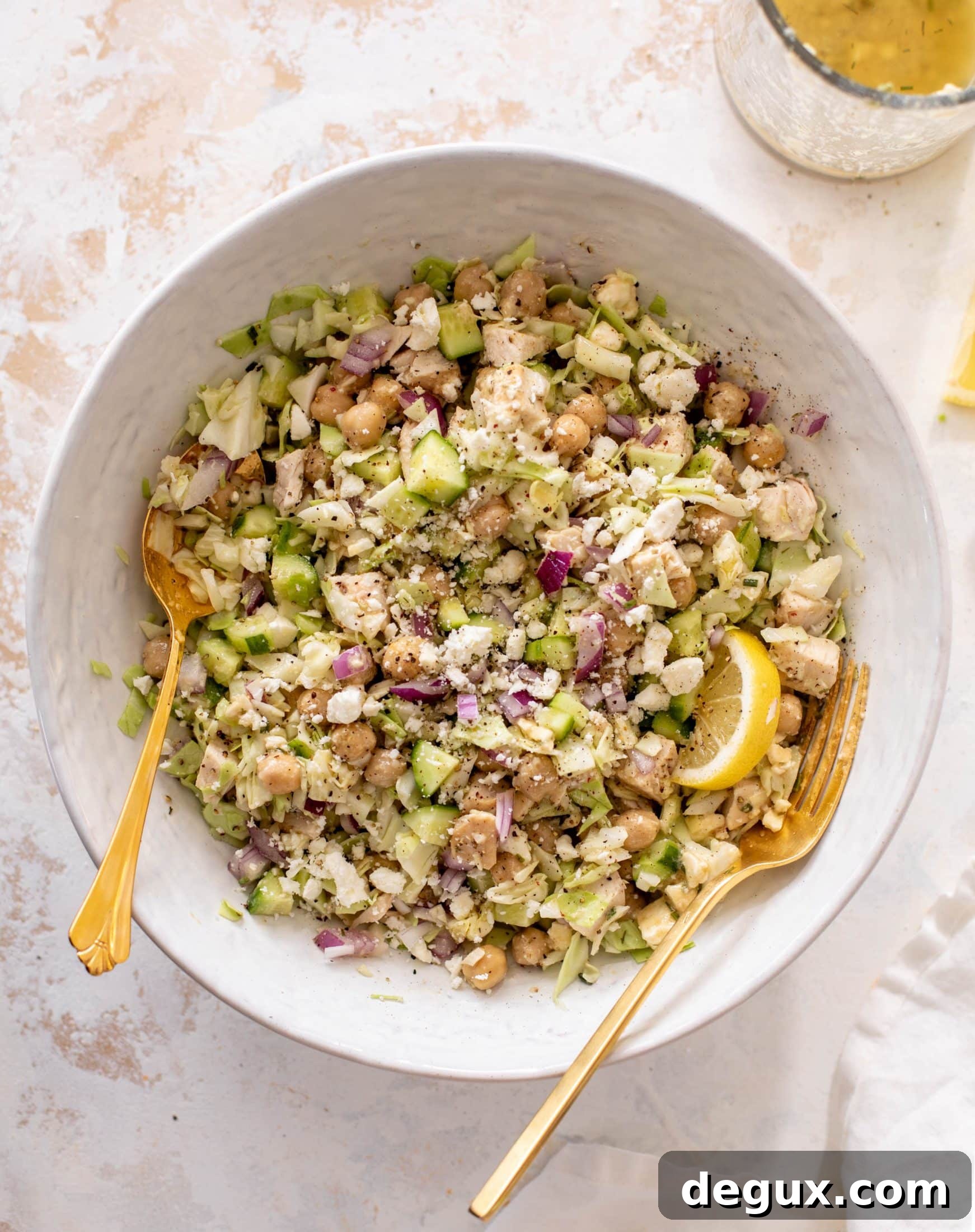 Lemony Chicken Chopped Salad with Crispy Greens and Herbed Vinaigrette 2 lemony chicken chopped salad