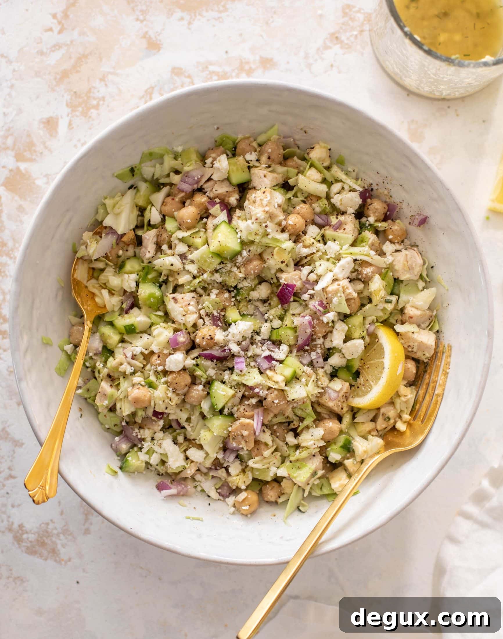 Lemony Chicken Chopped Salad with Crispy Greens and Herbed Vinaigrette 11 lemony chicken chopped salad