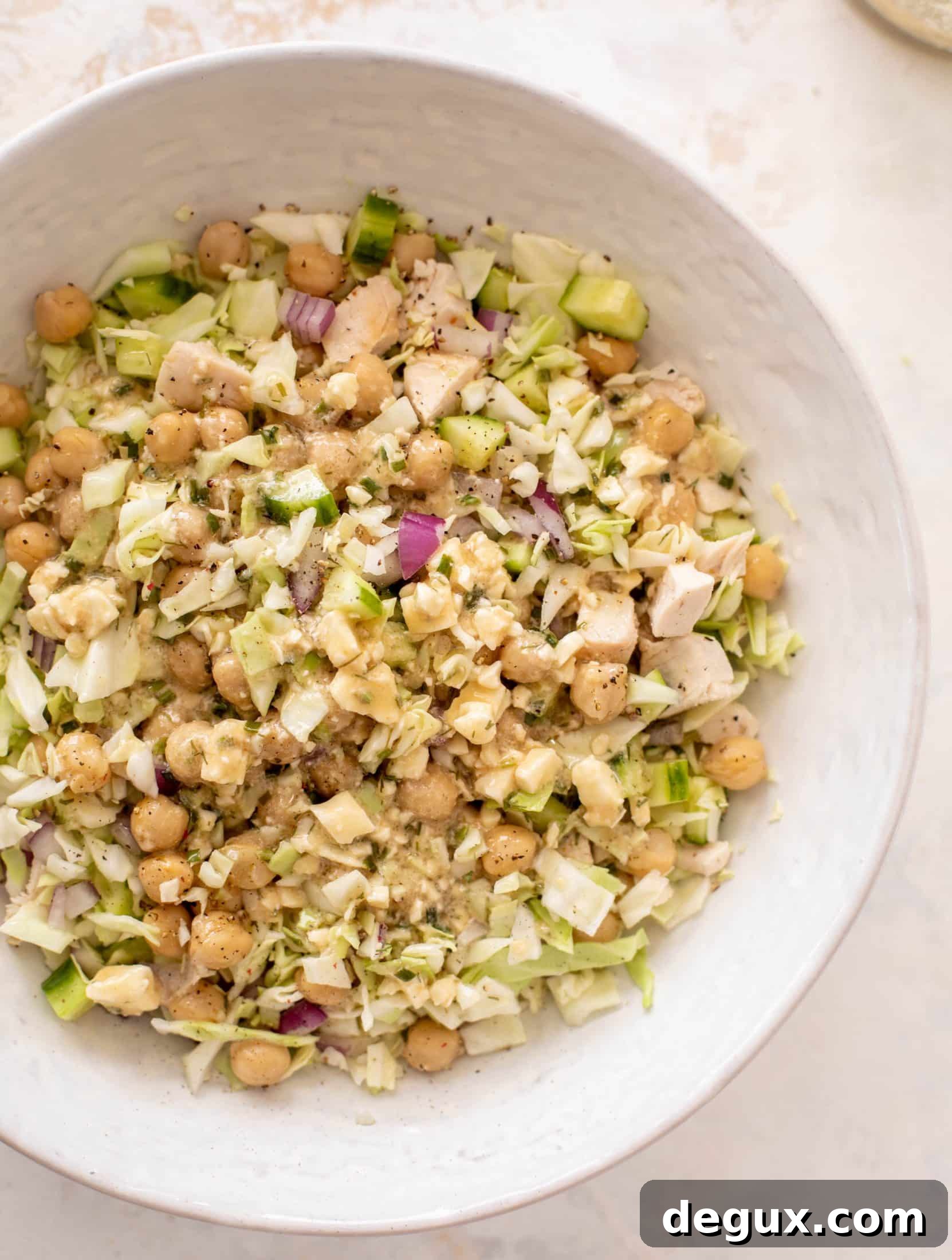 Lemony Chicken Chopped Salad with Crispy Greens and Herbed Vinaigrette 6 lemony chicken chopped salad