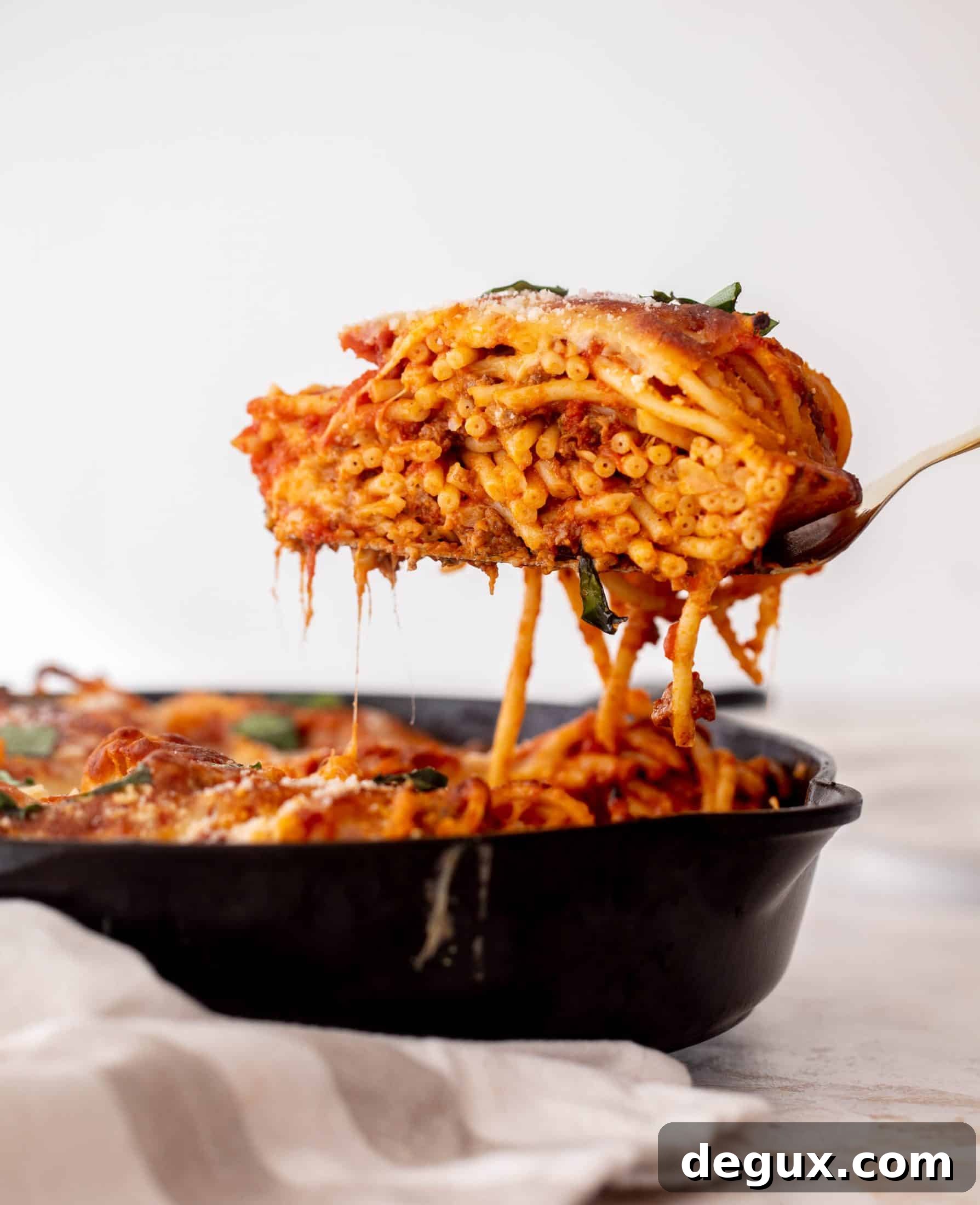 Skillet Bucatini Pie with Savory Meat Sauce 3 skillet bucatini pie