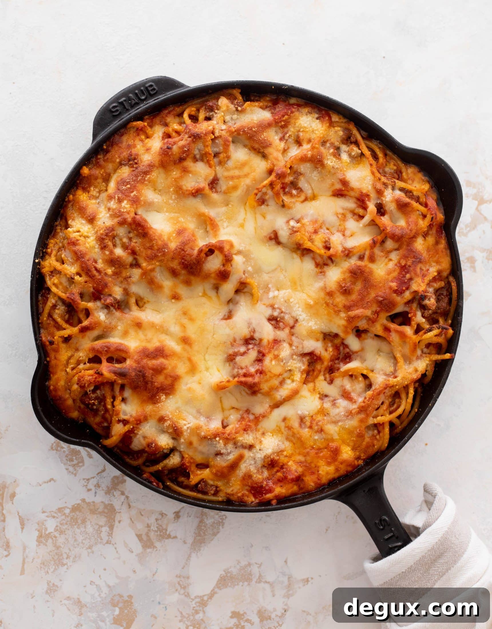 Skillet Bucatini Pie with Savory Meat Sauce 7 skillet bucatini pie