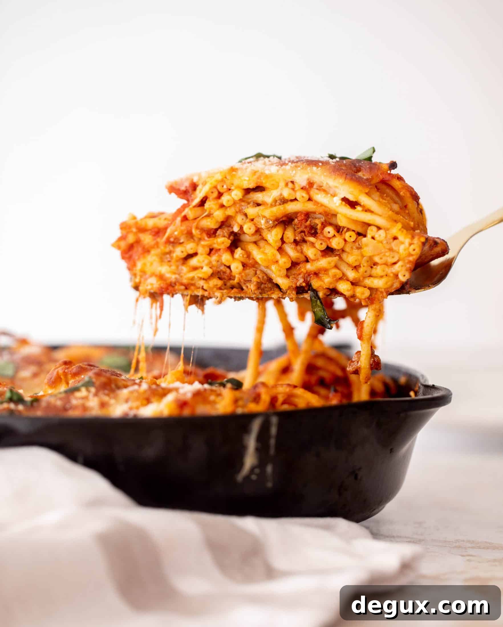 Skillet Bucatini Pie with Savory Meat Sauce 10 skillet bucatini pie