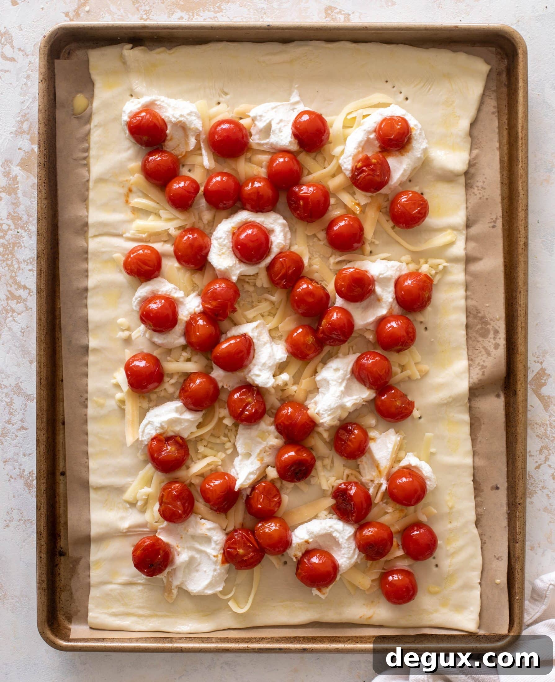Burst Tomato, Hot Honey & Ricotta Tart Recipe 5 tomato ricotta hot honey tart