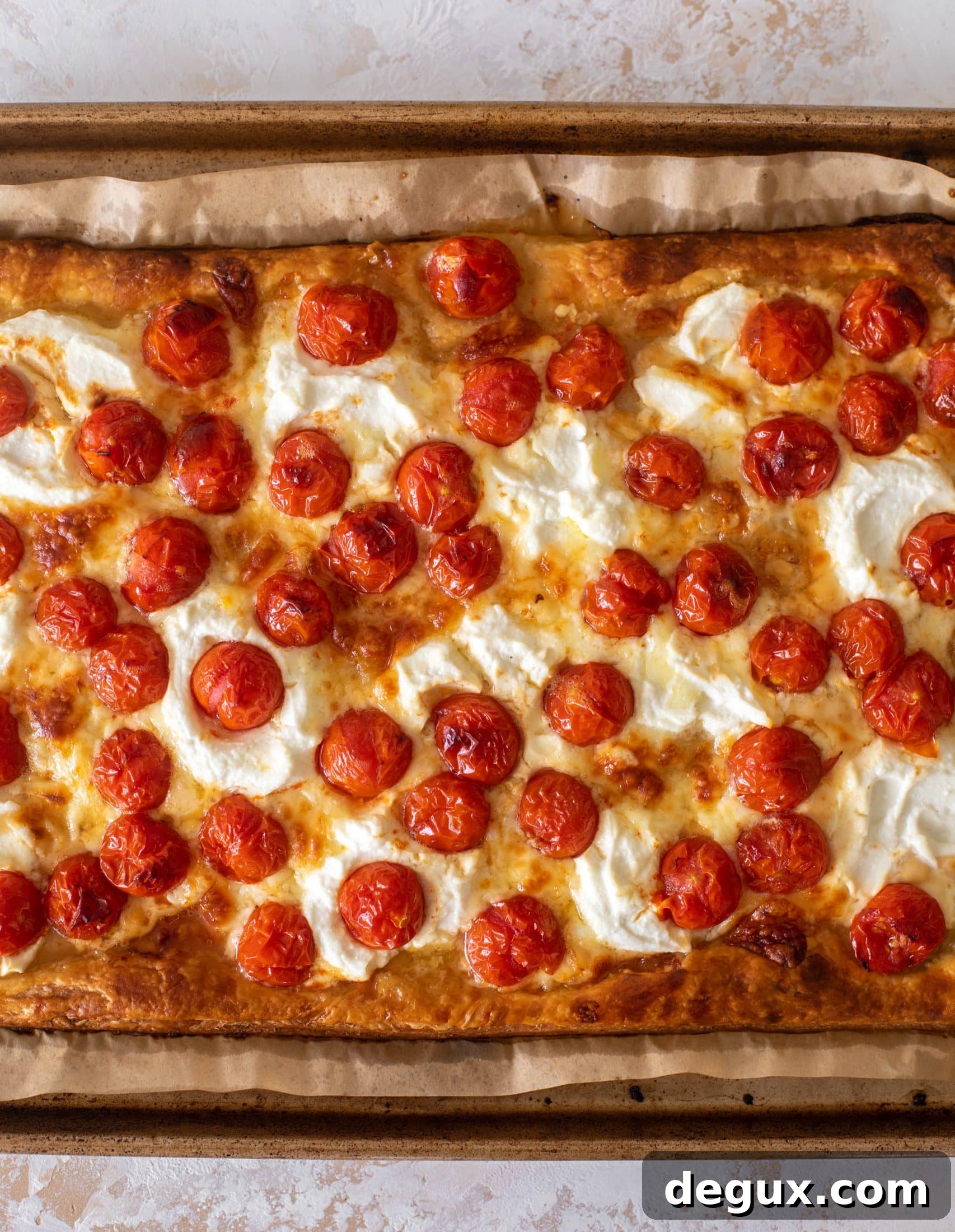 Burst Tomato, Hot Honey & Ricotta Tart Recipe 6 tomato ricotta hot honey tart