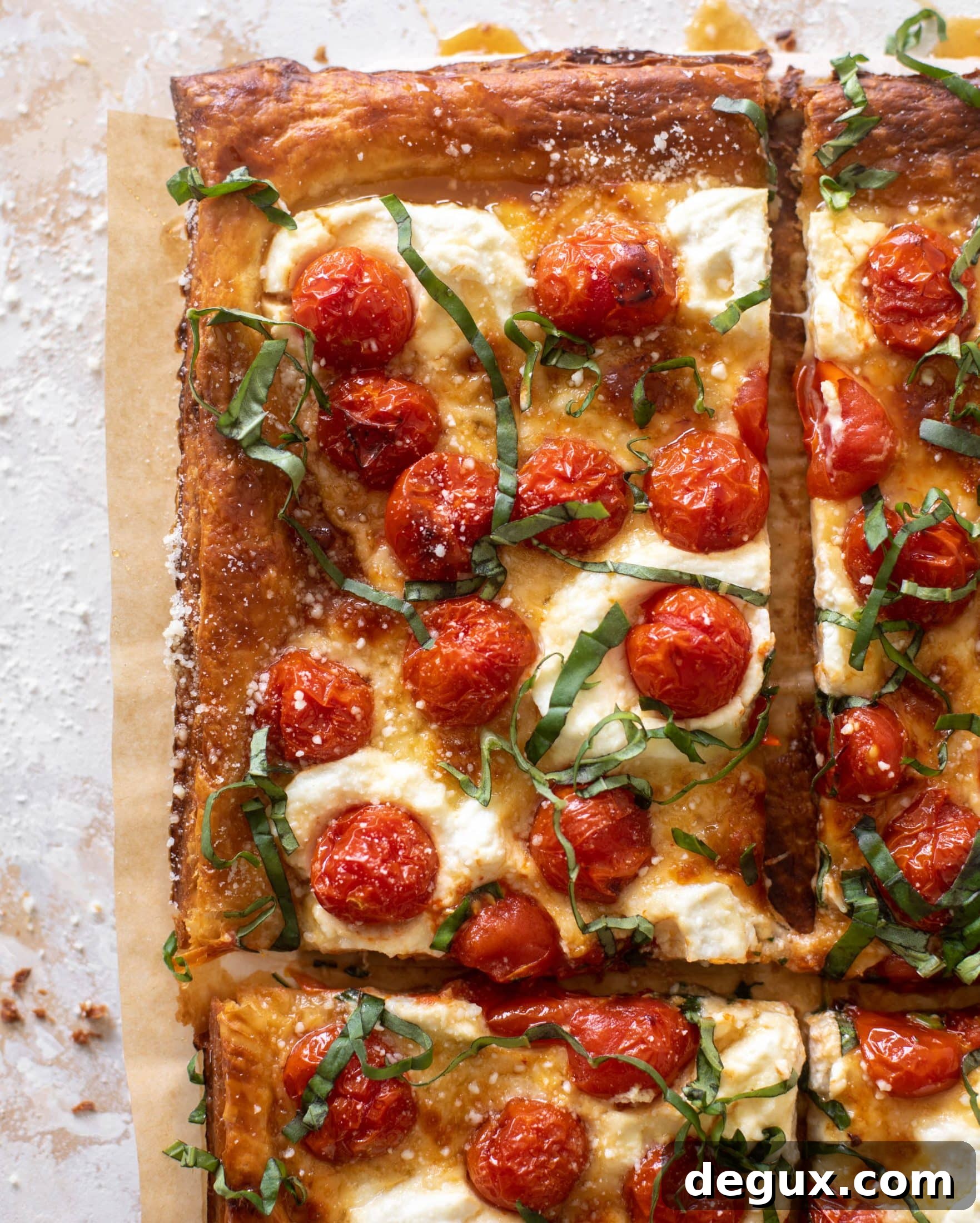 Burst Tomato, Hot Honey & Ricotta Tart Recipe 9 tomato ricotta hot honey tart