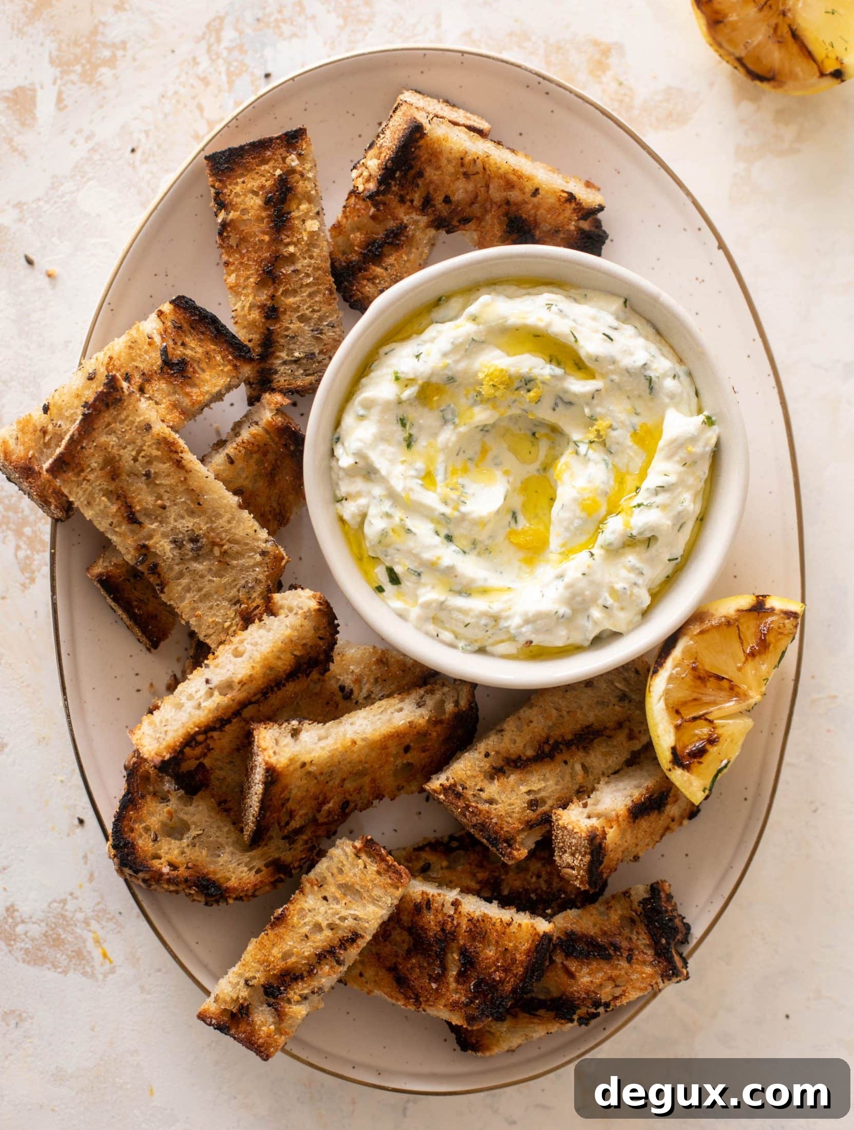lemon herb ricotta with grilled bread