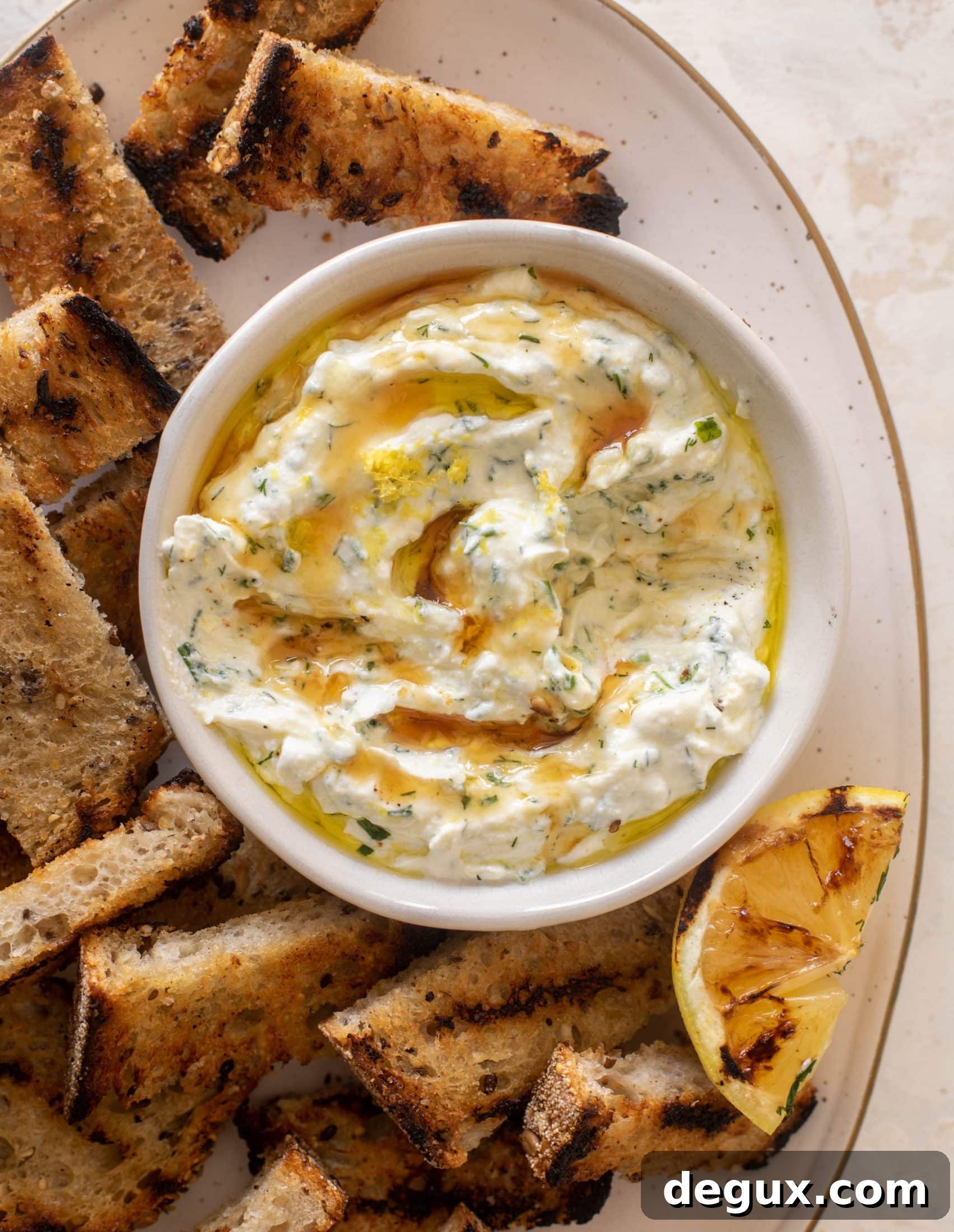 lemon herb ricotta with grilled bread