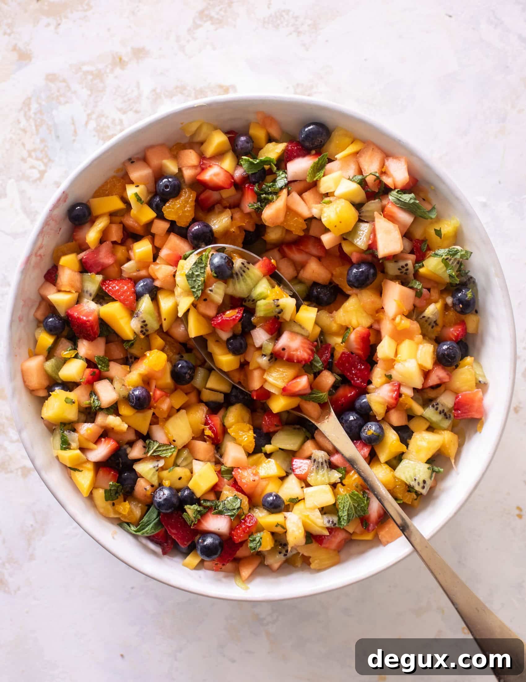 Colorful Chopped Fruit Salad with Citrus Mint Dressing 12 rainbow chopped fruit salad