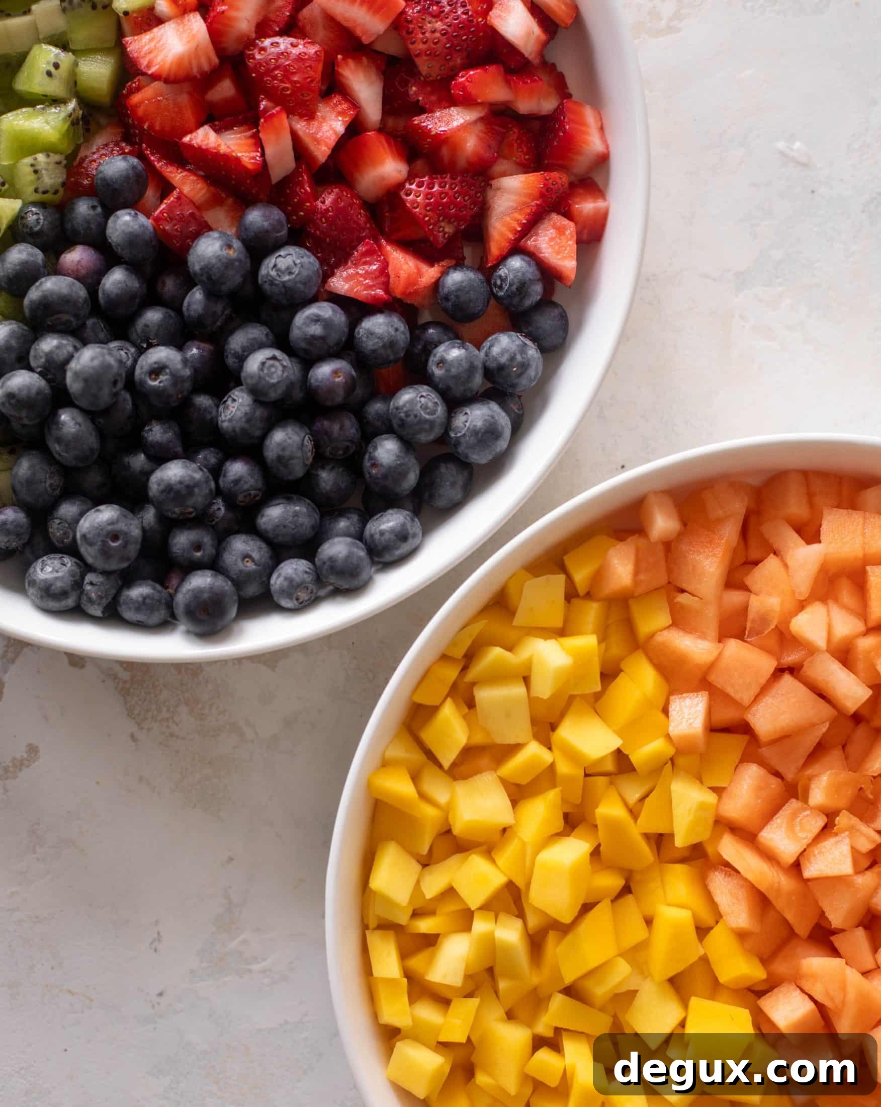 Colorful Chopped Fruit Salad with Citrus Mint Dressing 3 rainbow chopped fruit salad