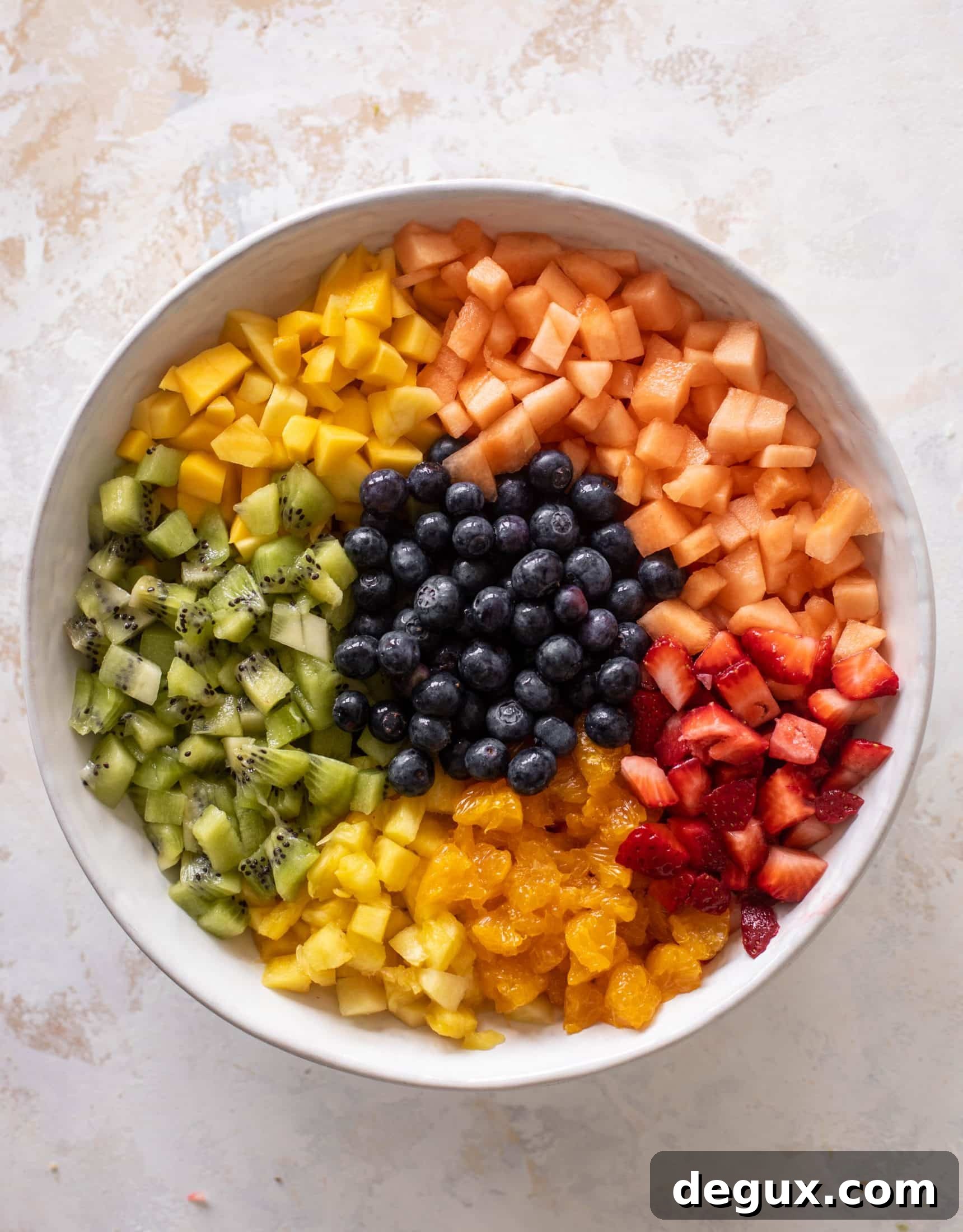 Colorful Chopped Fruit Salad with Citrus Mint Dressing 4 rainbow chopped fruit salad