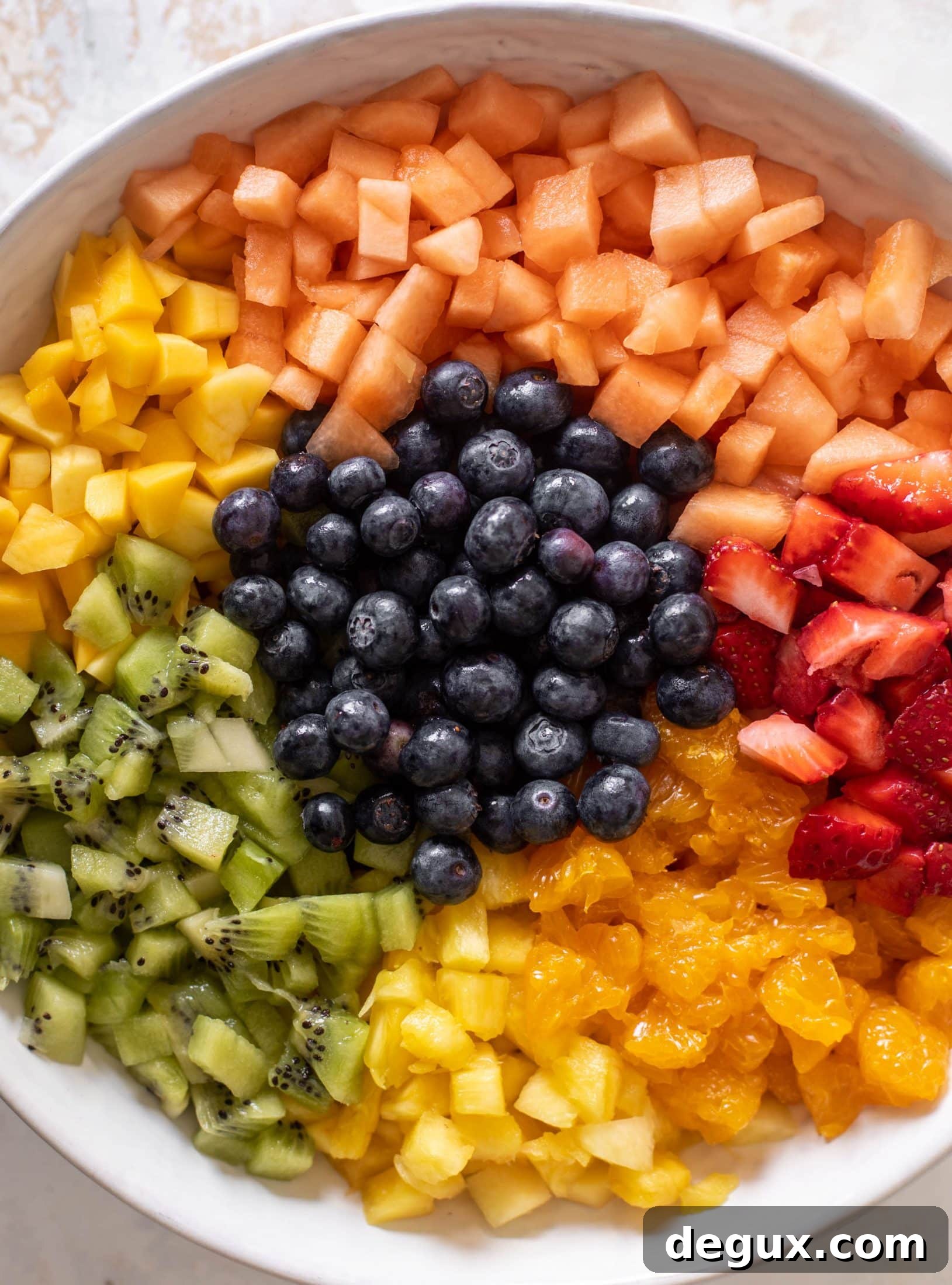 Colorful Chopped Fruit Salad with Citrus Mint Dressing 5 rainbow chopped fruit salad