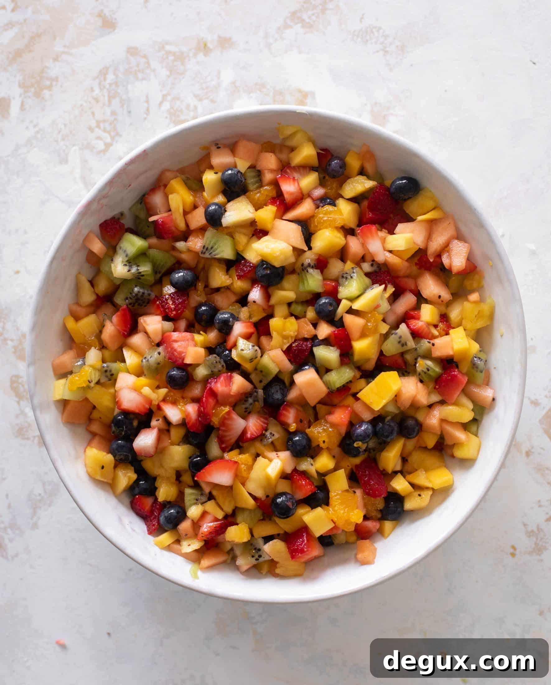 Colorful Chopped Fruit Salad with Citrus Mint Dressing 6 rainbow chopped fruit salad