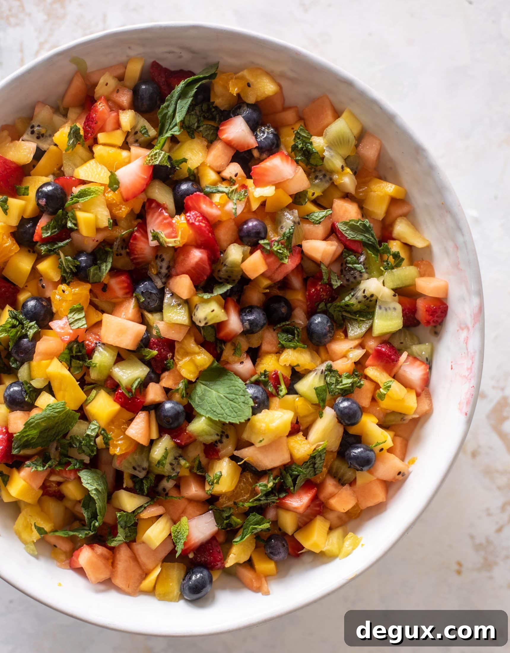 Colorful Chopped Fruit Salad with Citrus Mint Dressing 7 rainbow chopped fruit salad
