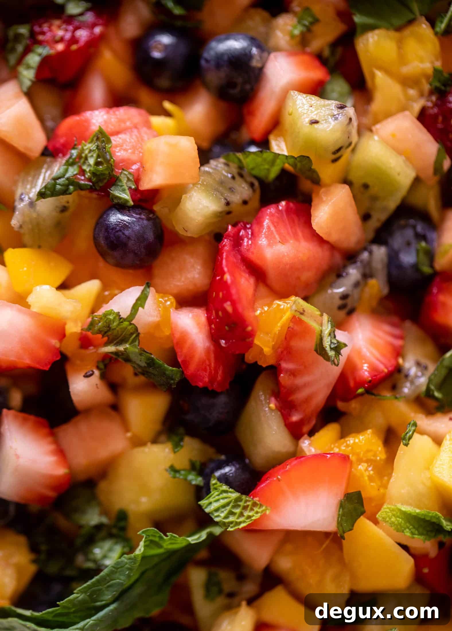 Colorful Chopped Fruit Salad with Citrus Mint Dressing 8 rainbow chopped fruit salad