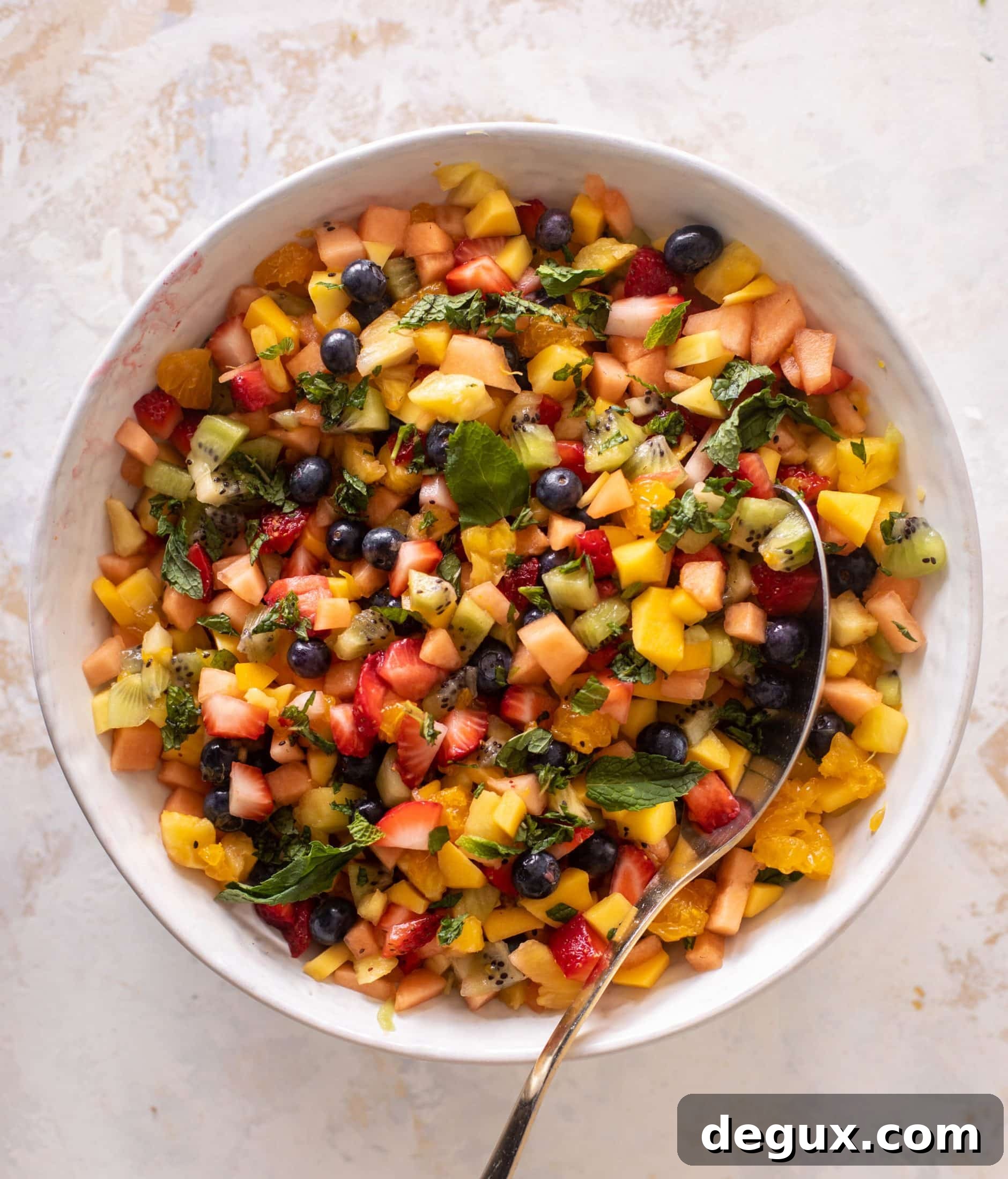 Colorful Chopped Fruit Salad with Citrus Mint Dressing 9 rainbow chopped fruit salad