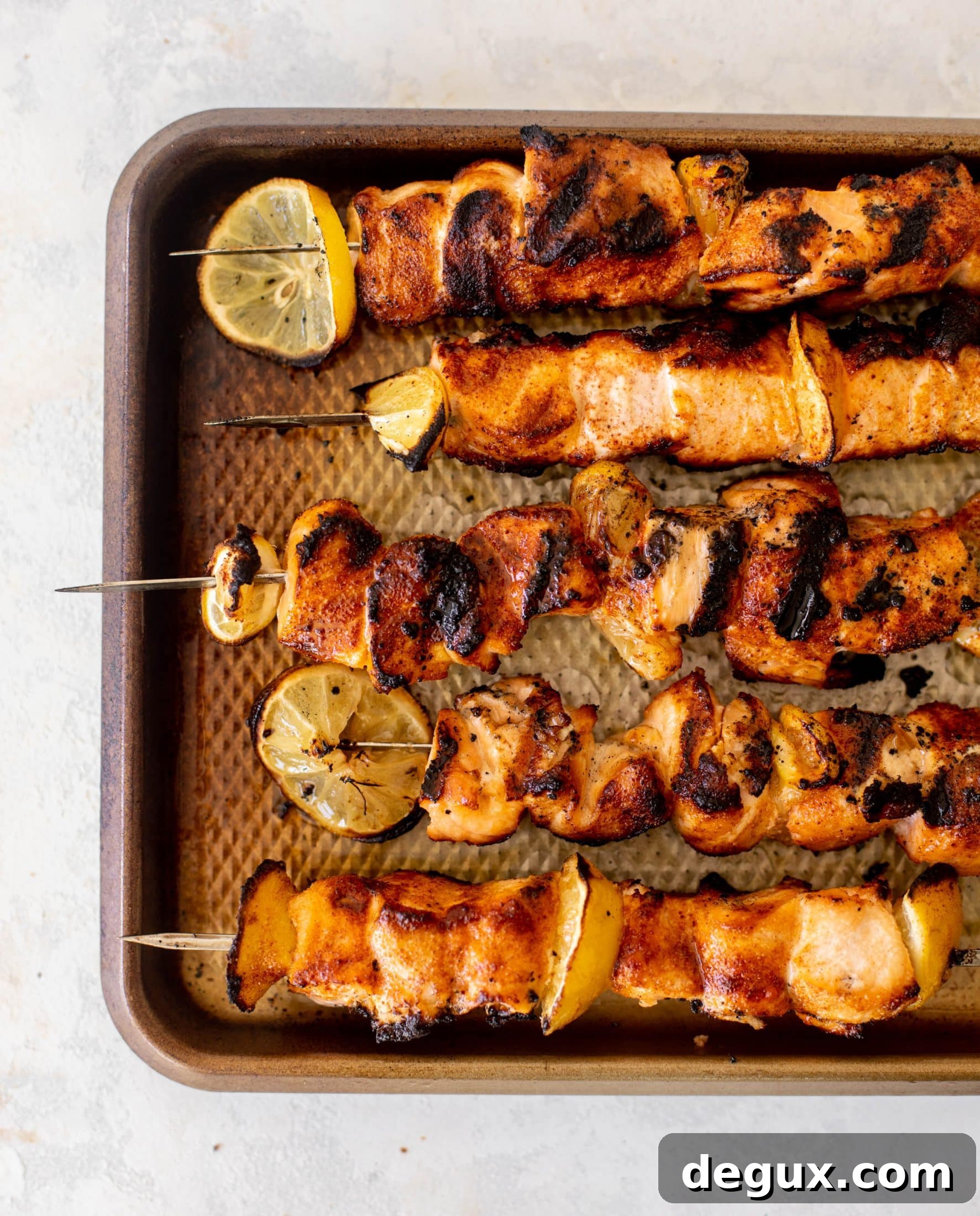 Grilled Bang Bang Salmon Skewers with Crisp Cucumber Salad 5 grilled bang bang salmon with cucumber salad