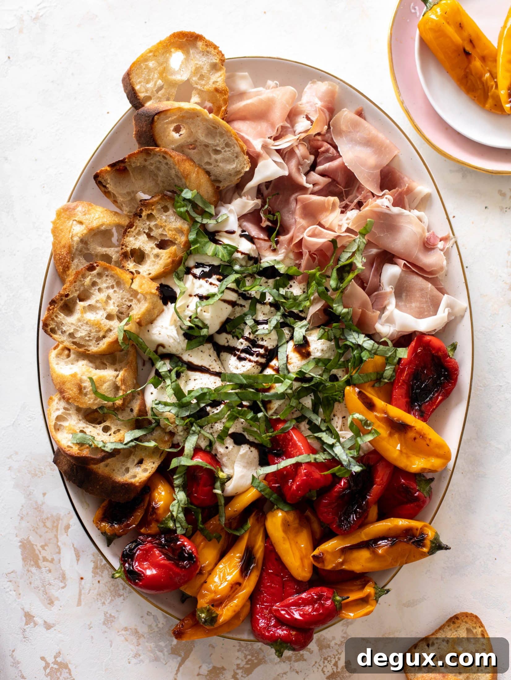 grilled pepper prosciutto snack plate