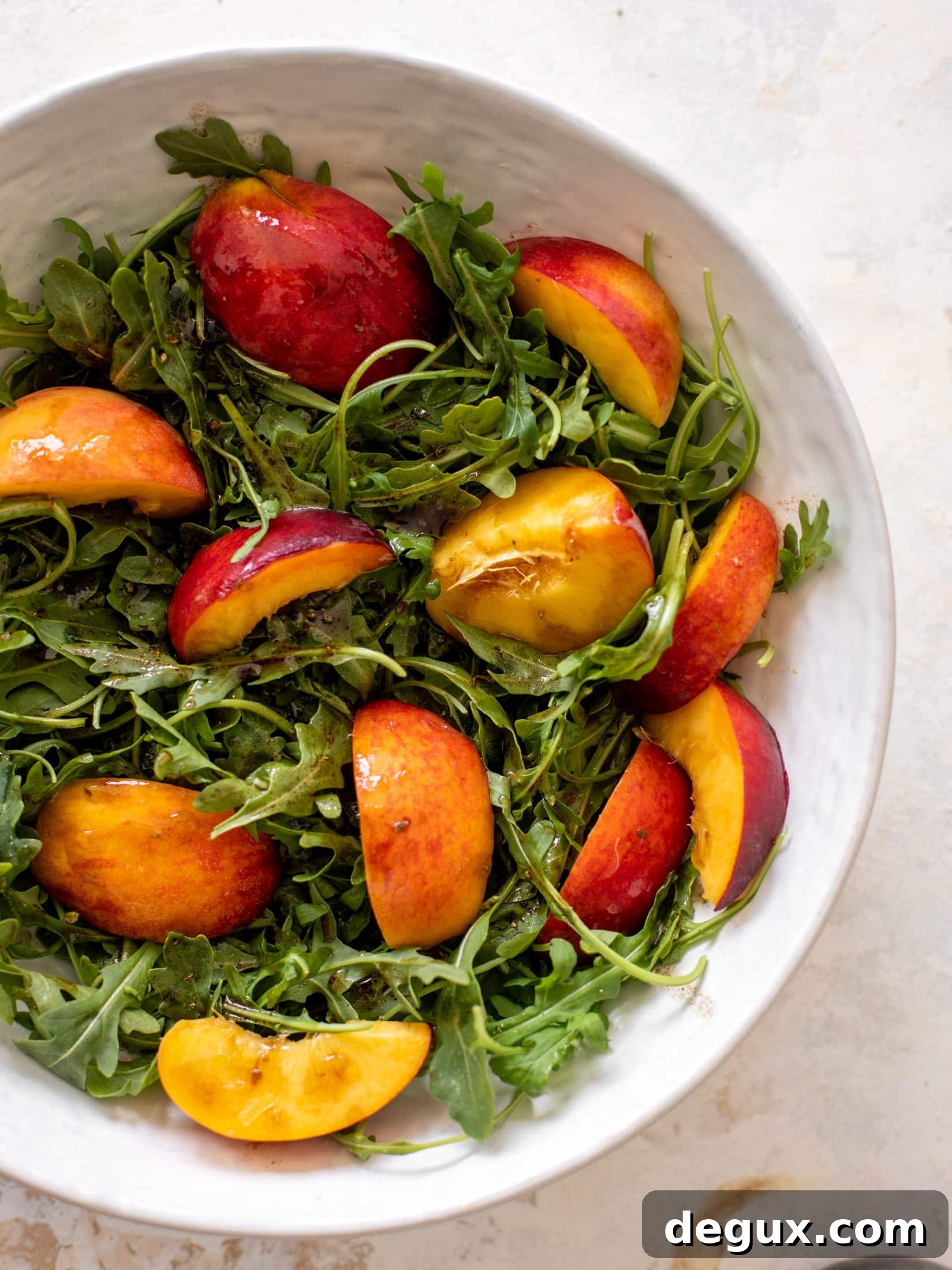 peach arugula salad with candied walnuts
