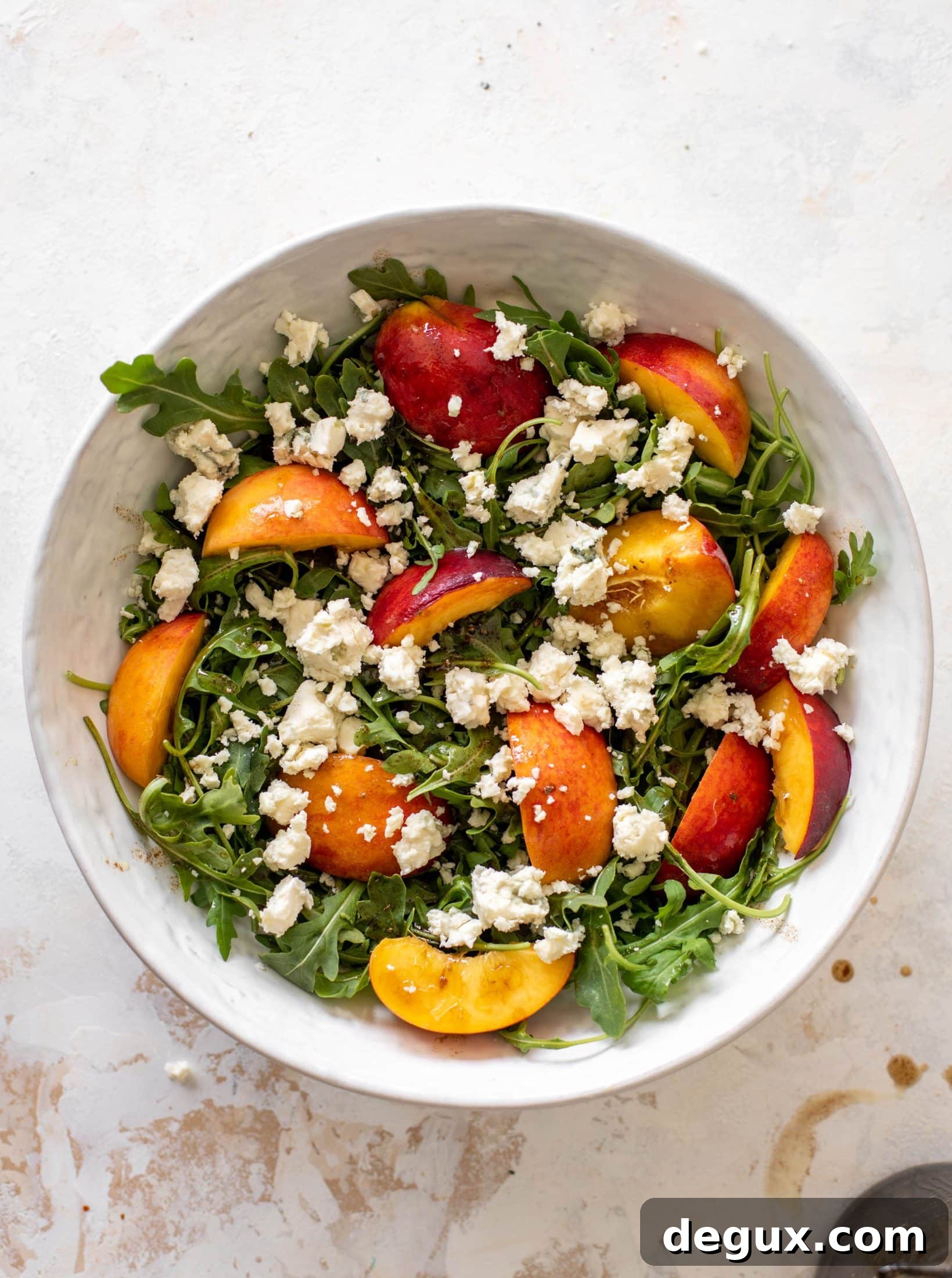 peach arugula salad with candied walnuts