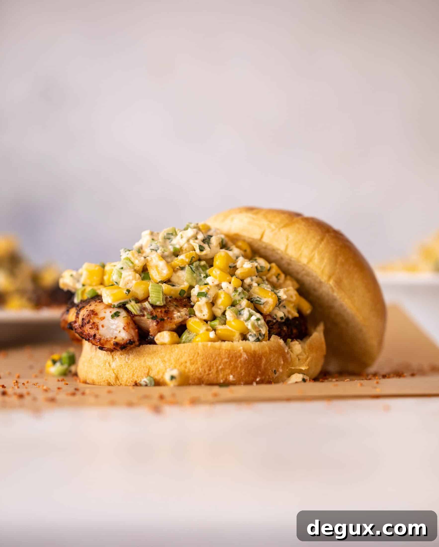 chili lime chicken sandwiches with street corn