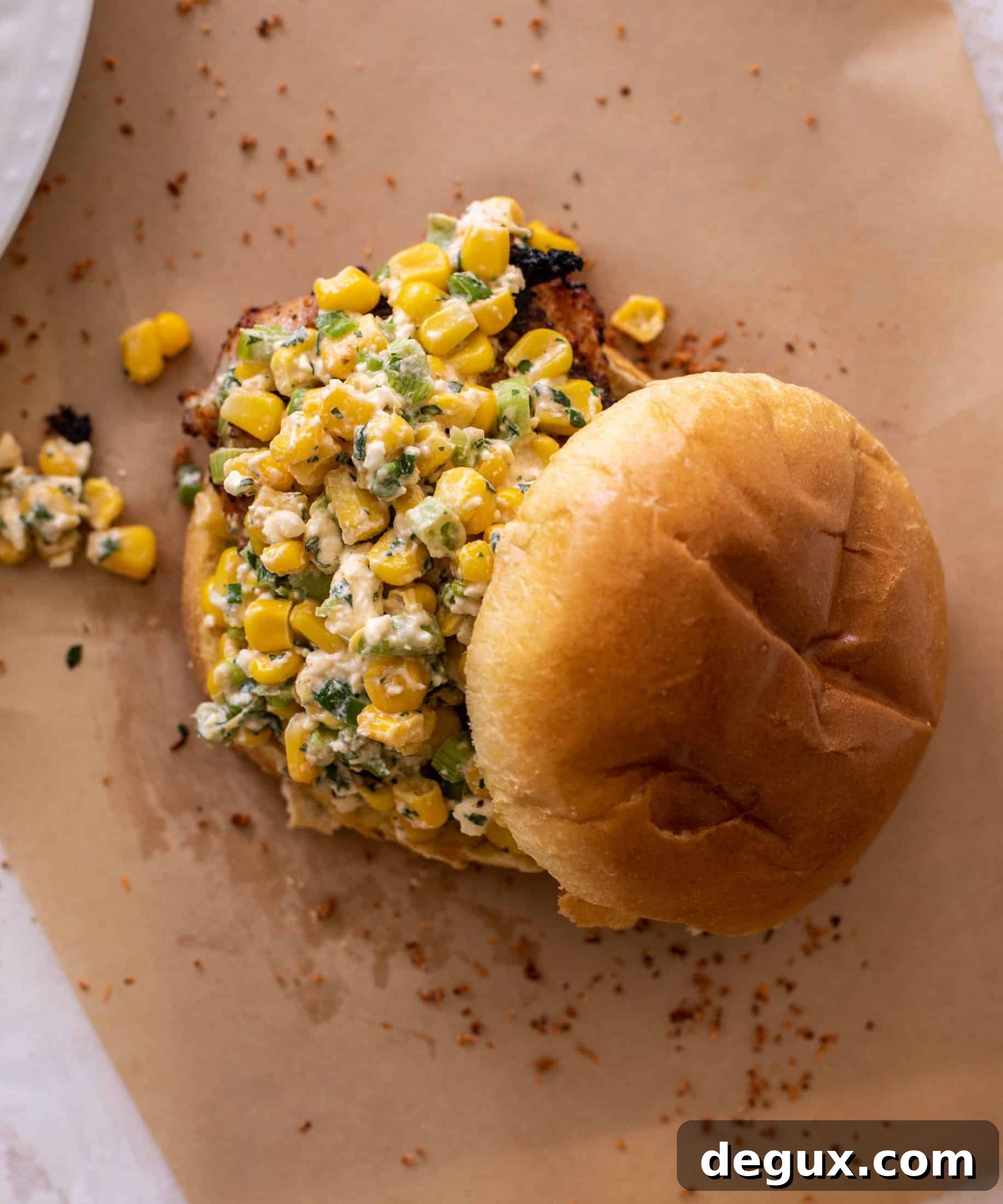 chili lime chicken sandwiches with street corn