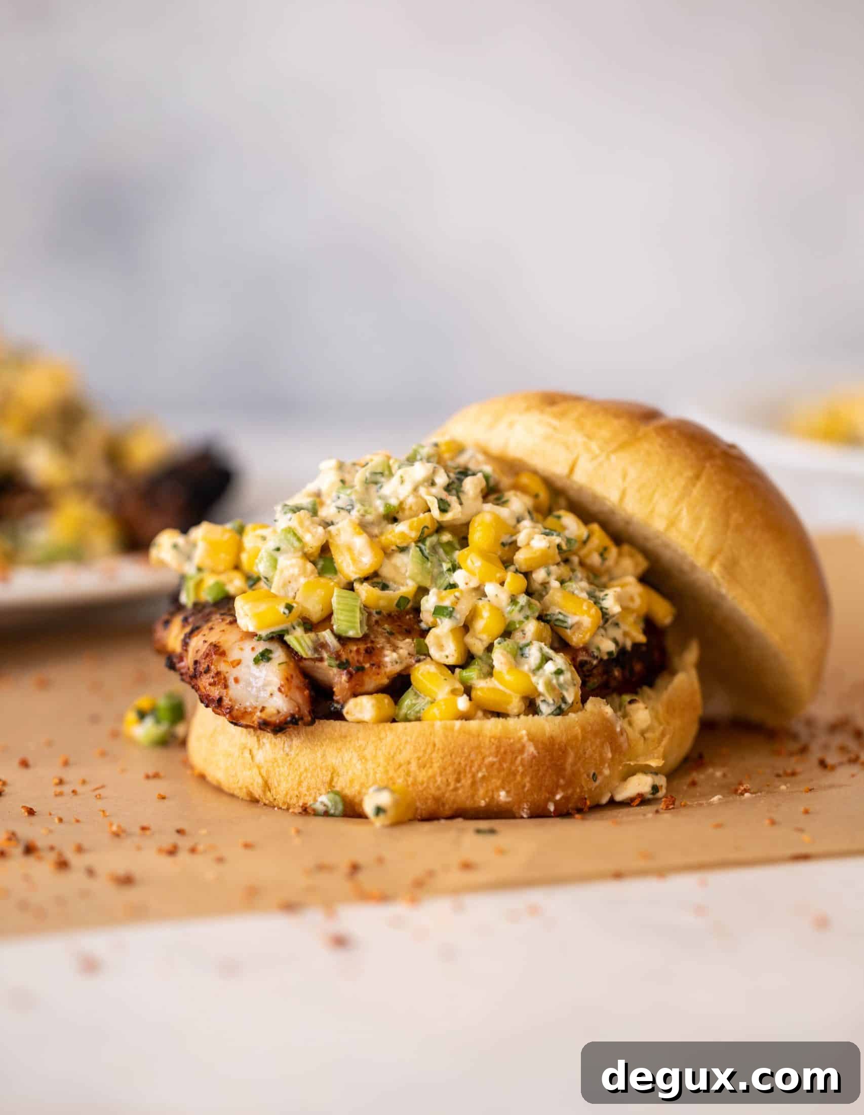 chili lime chicken sandwiches with street corn