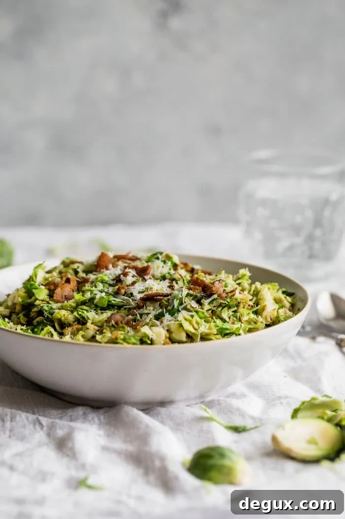 Shredded Brussels Sprouts Salad with Lemon Parmesan Dressing 5 shredded brussels sprouts salad I howsweeteats.com