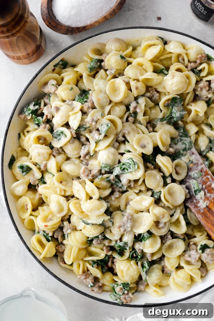 add in cooked pasta and desired amount of pasta water