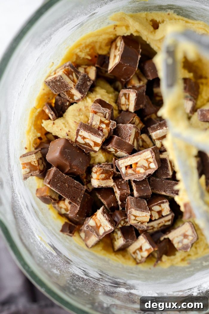 add chopped snickers