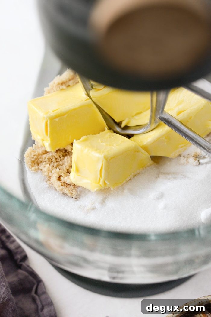 add butter and sugars to mixing bowl